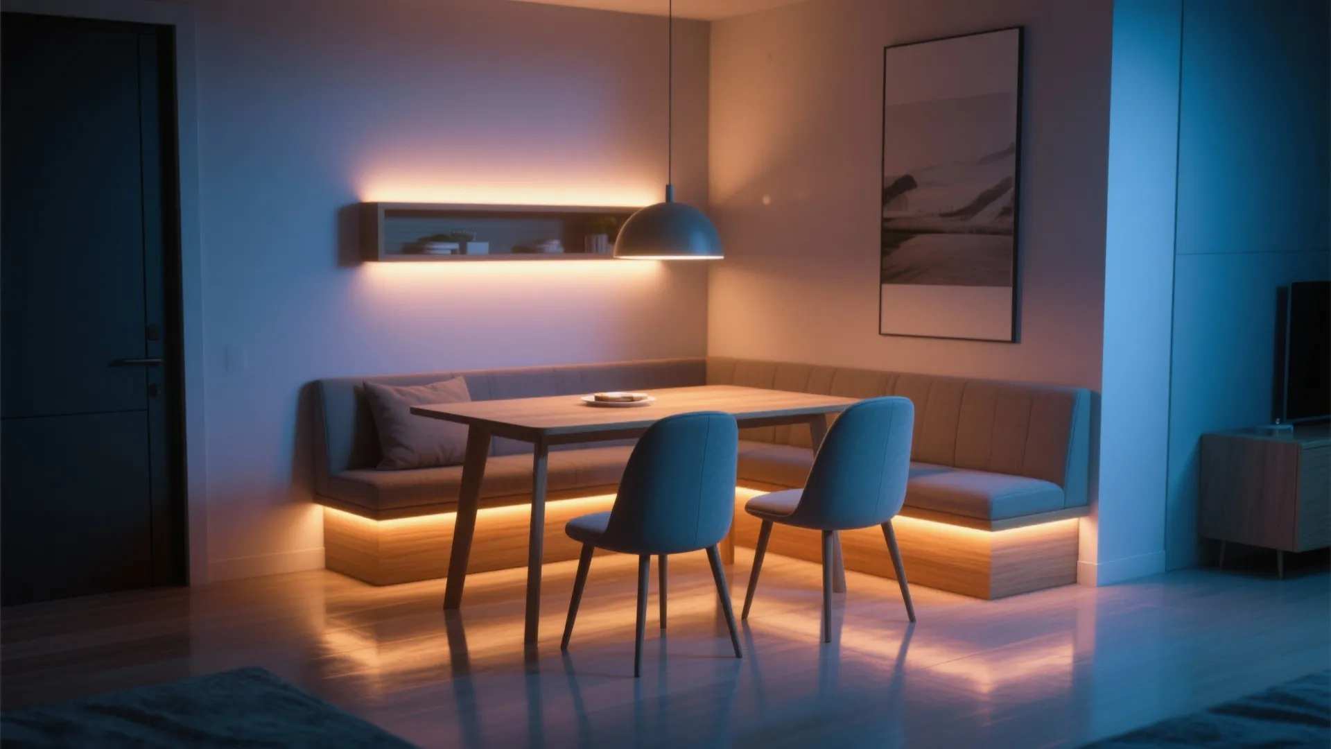 Wall-Mounted Table with Integrated Lighting