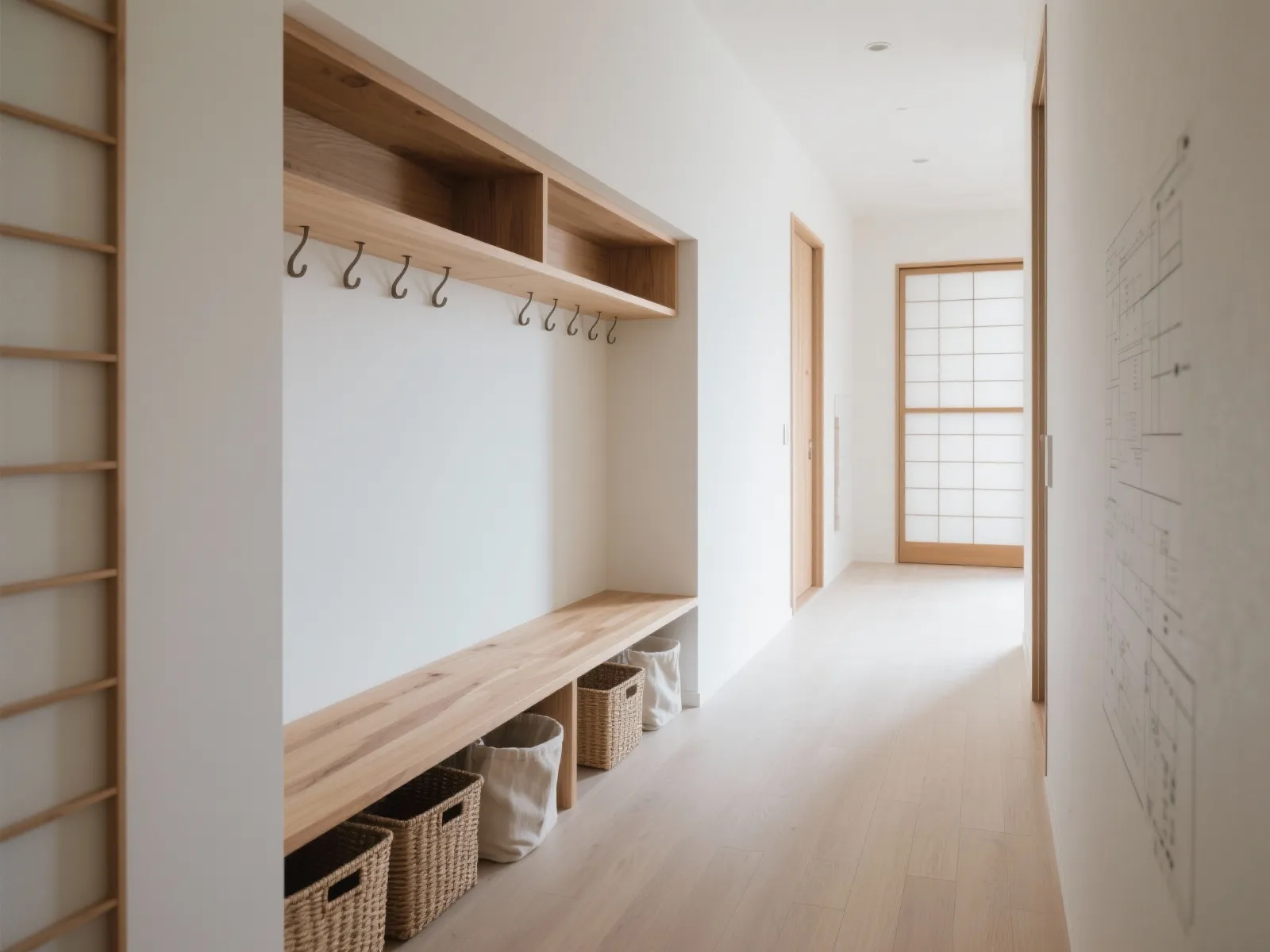 Tips 2: 収納は“壁厚”を使う収納技巧｜寝室と廊下を軽くする