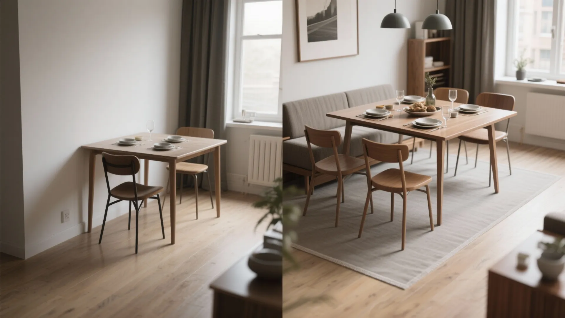 3. Push the dining set against the wall (then float it when needed)