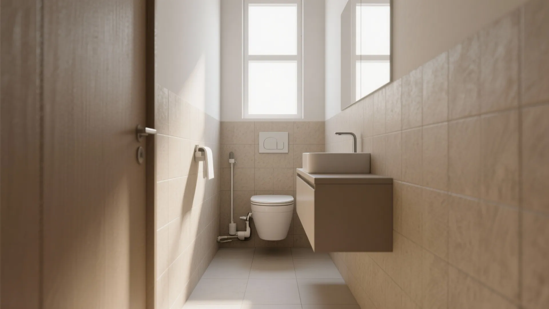 1. Choose a compact, wall-mounted toilet