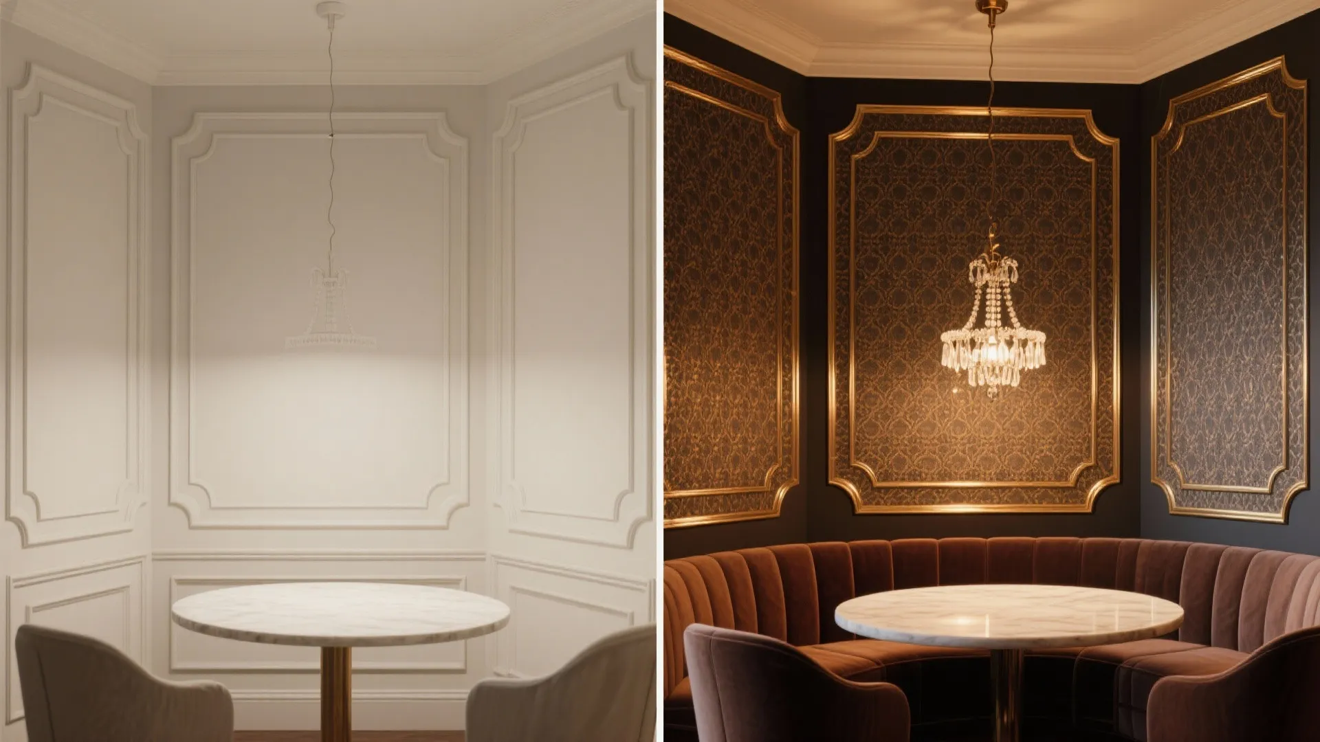 5. Bespoke Wall Treatment: Layered Wallpaper and Moldings