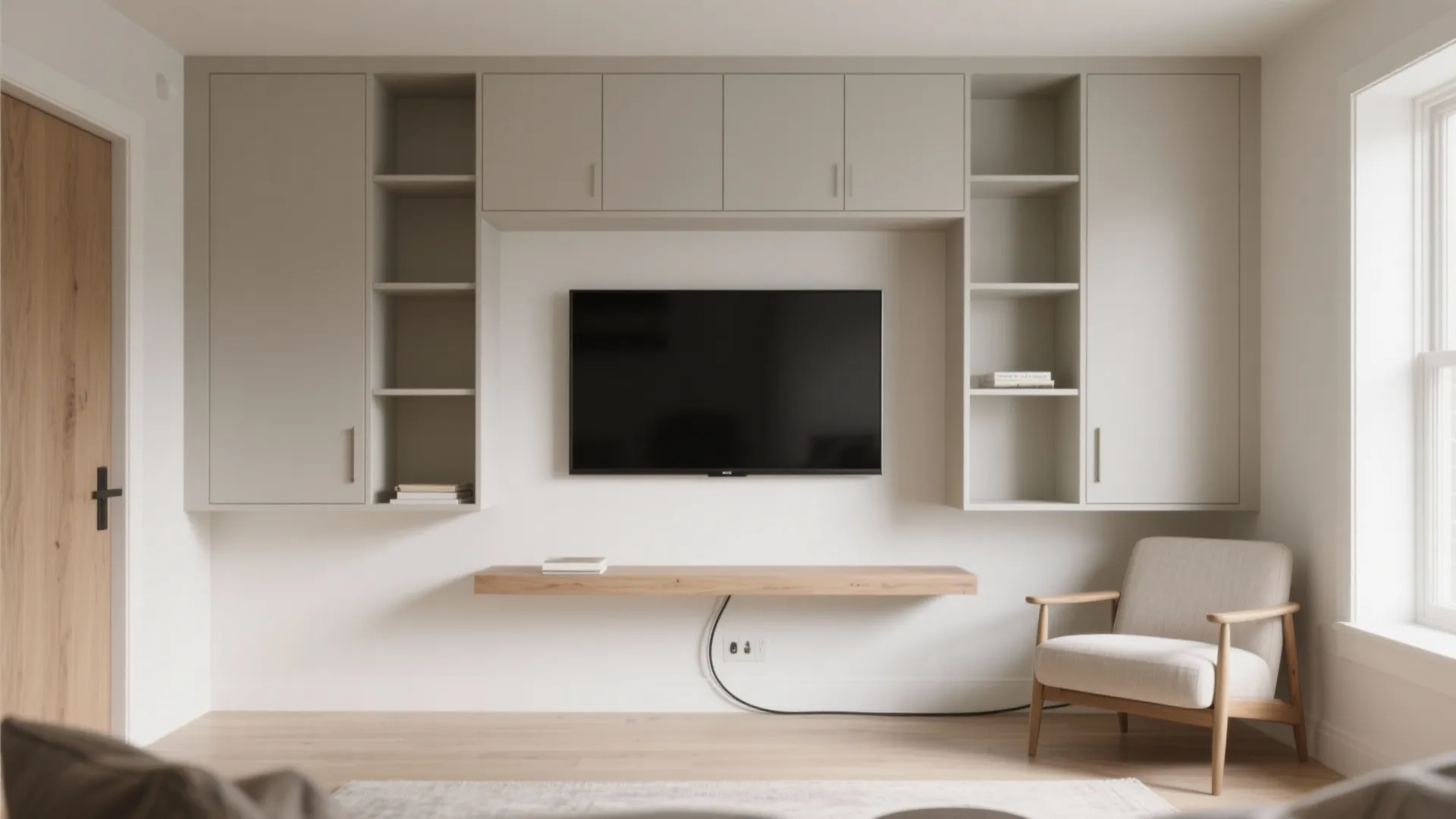 Wall-Mounted TV with Slim Built-ins