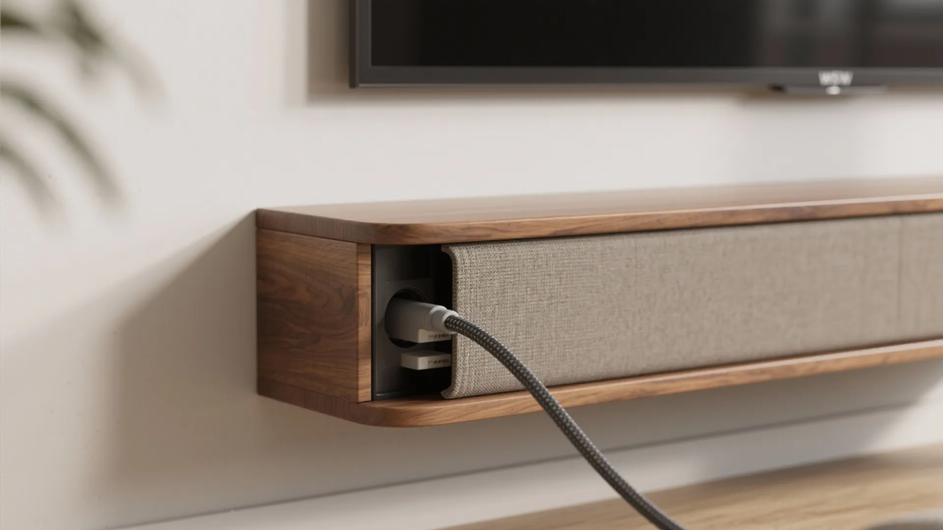 Wall-Mounted TV with Slim Built-ins