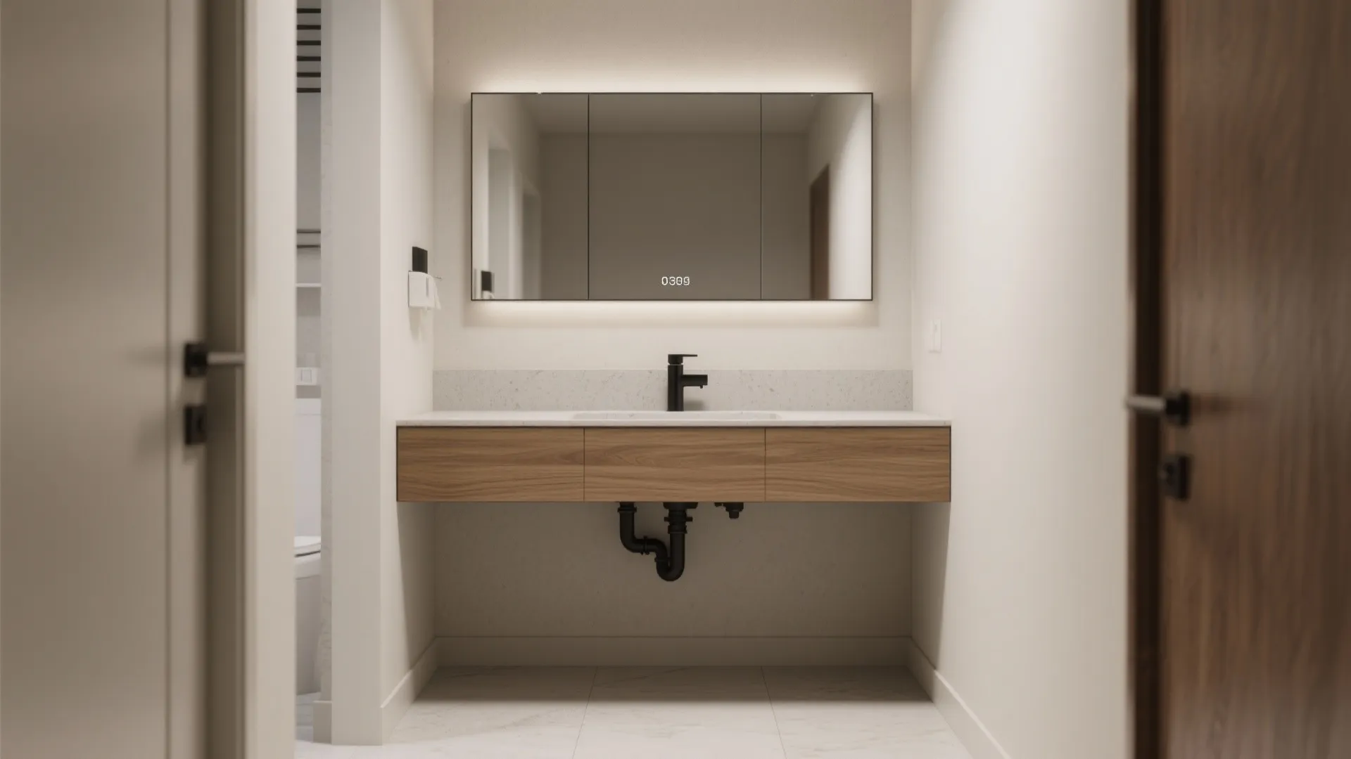 3. Pick a compact, wall-mounted vanity