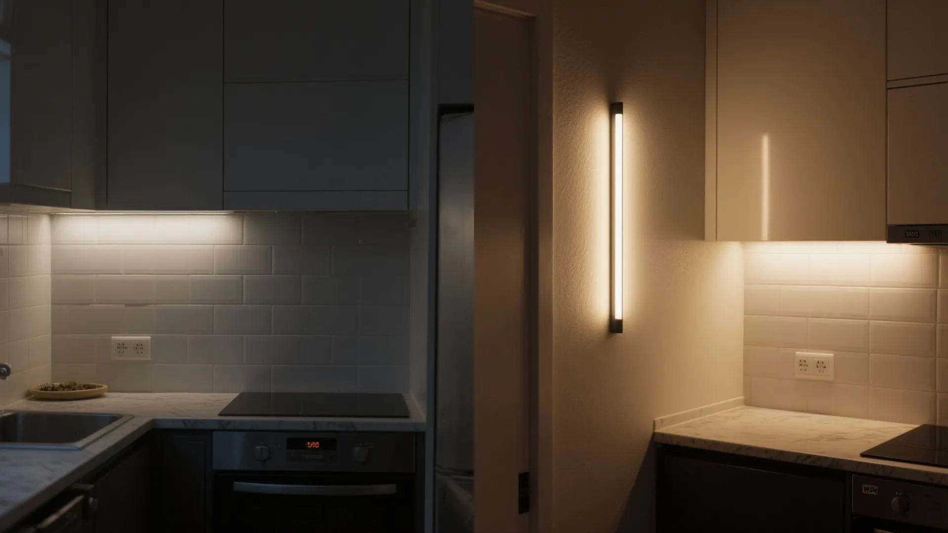 Wall-washed backsplashes as ambient night lighting