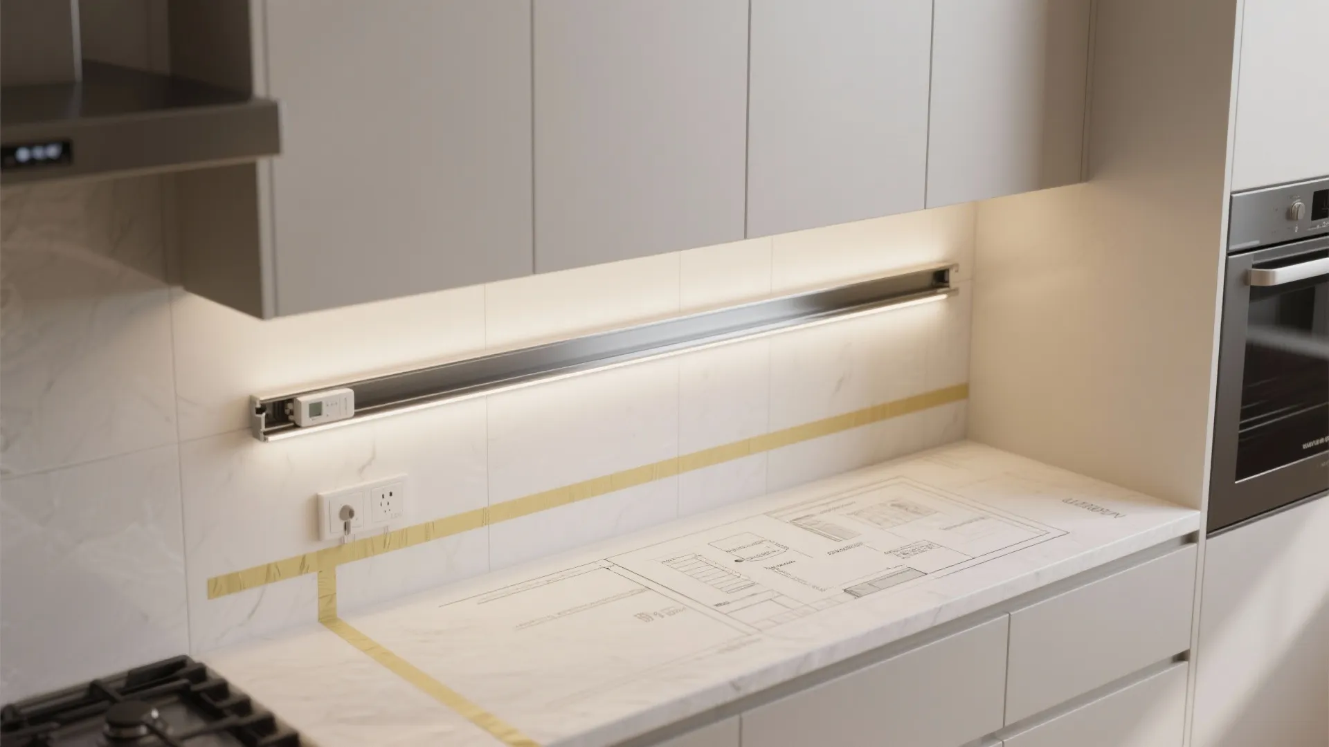 1) Indirect LED Wall-Wash Behind Upper Cabinets