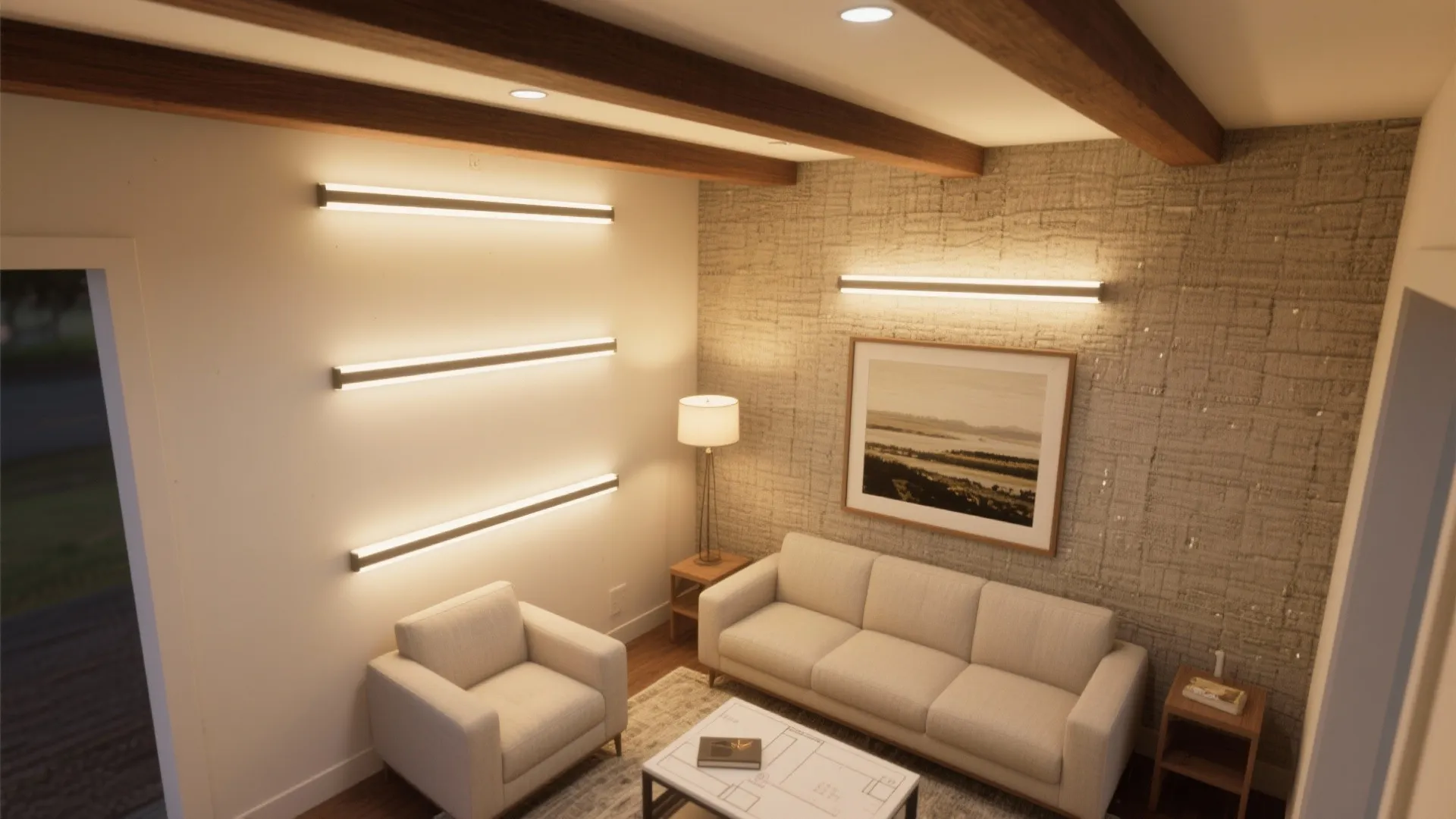 Wall washers and picture lights for texture