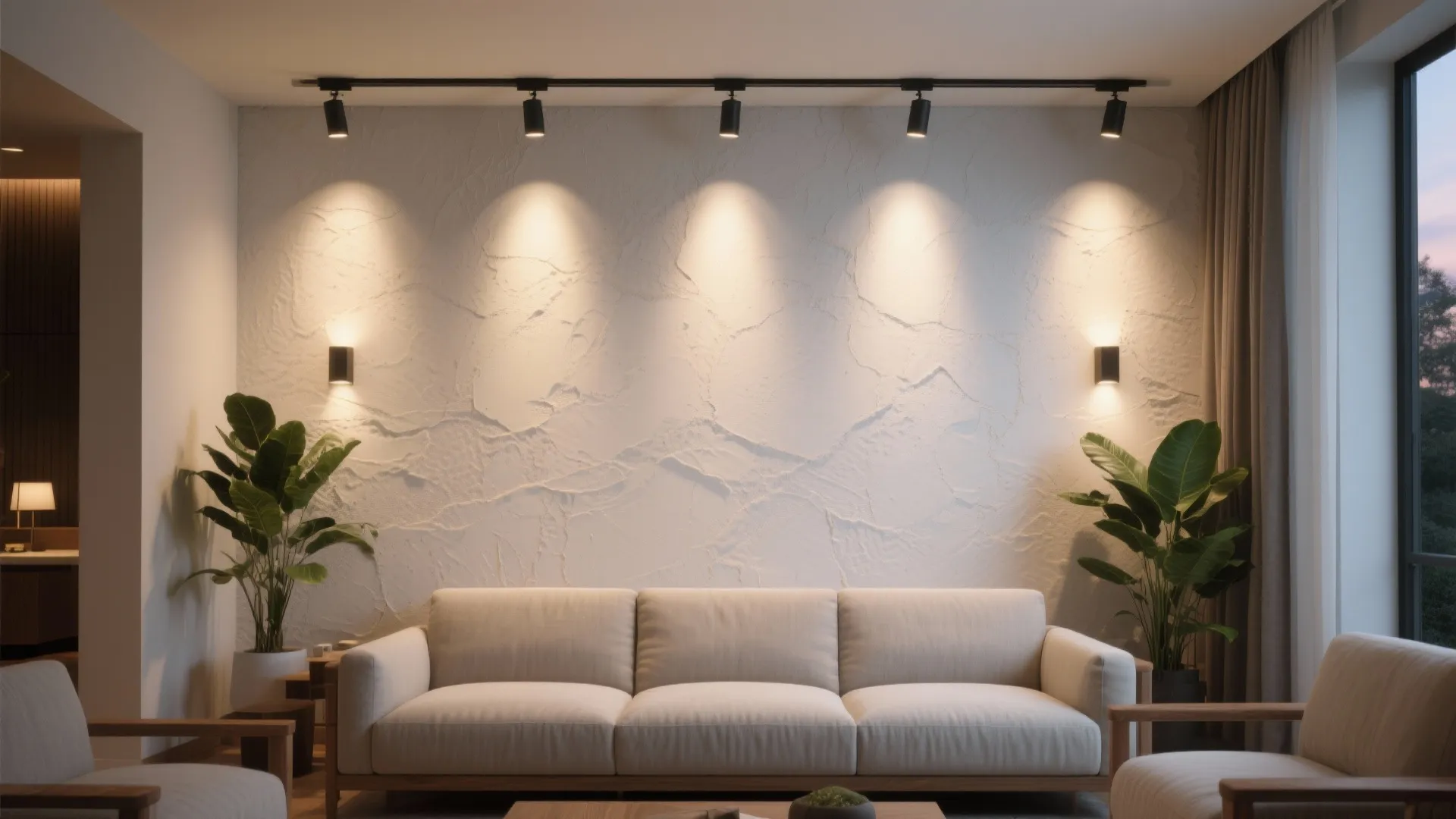 Wall washing and uplighting to open up the room