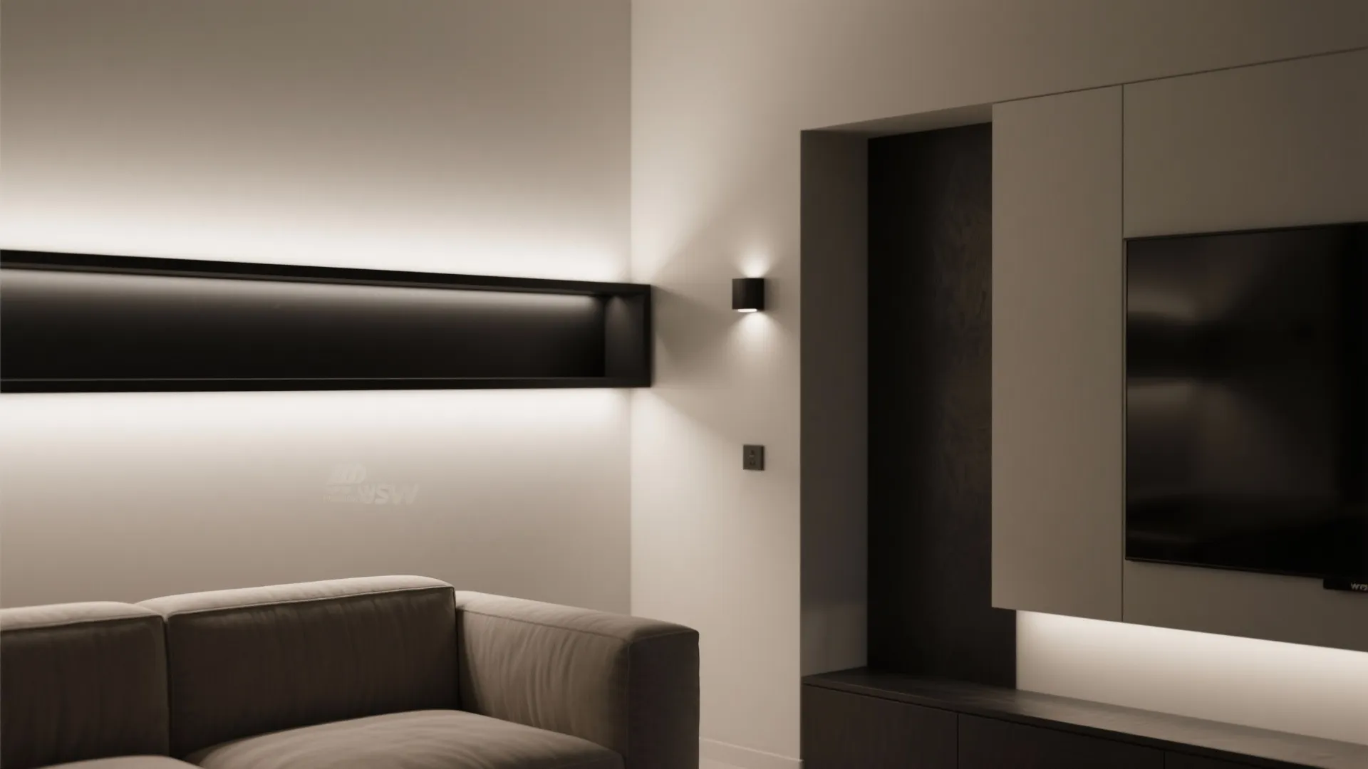 5. Recessed black wall washers for subtle drama