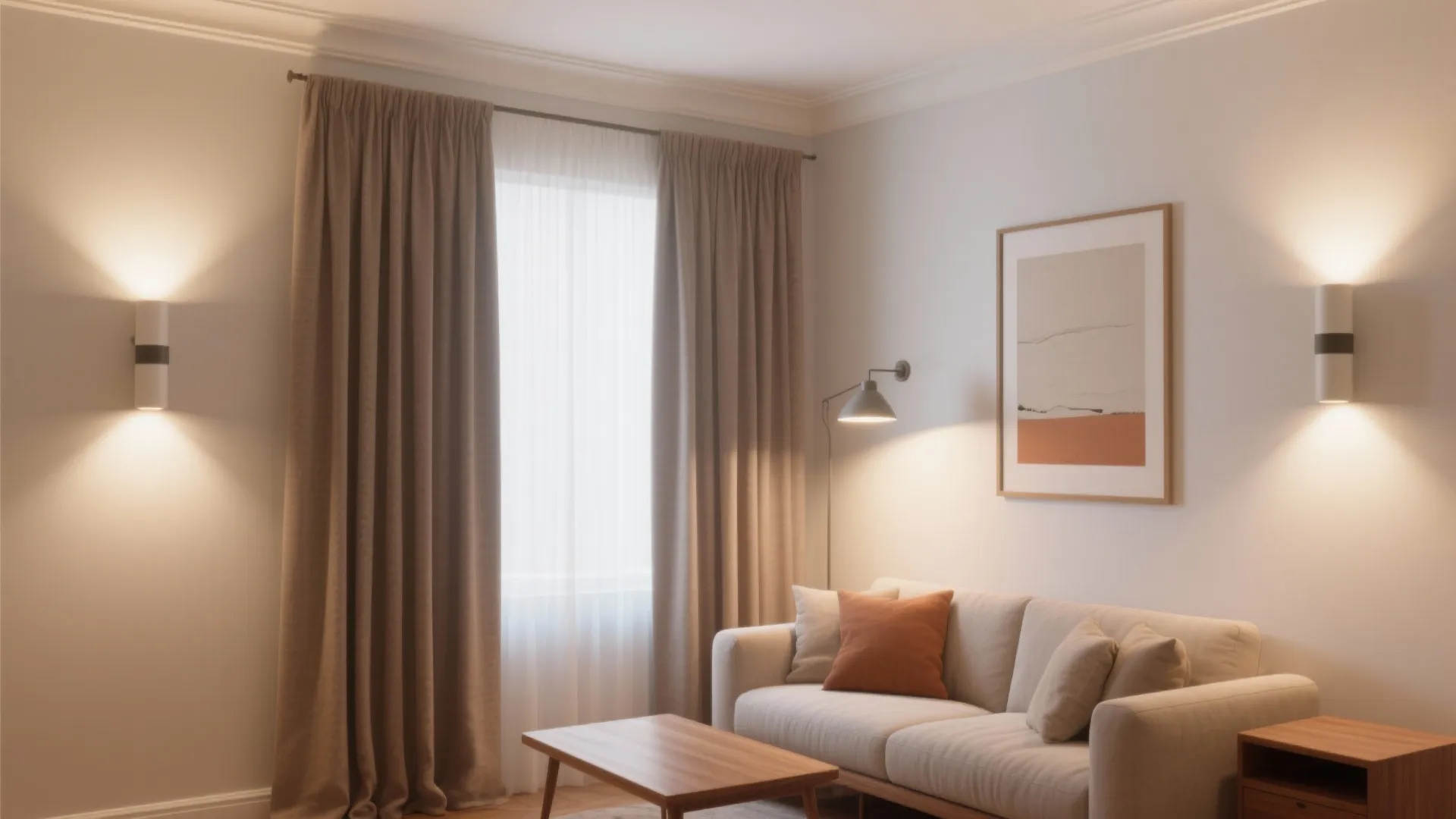 Wall washing and subtle accents to visually stretch the room