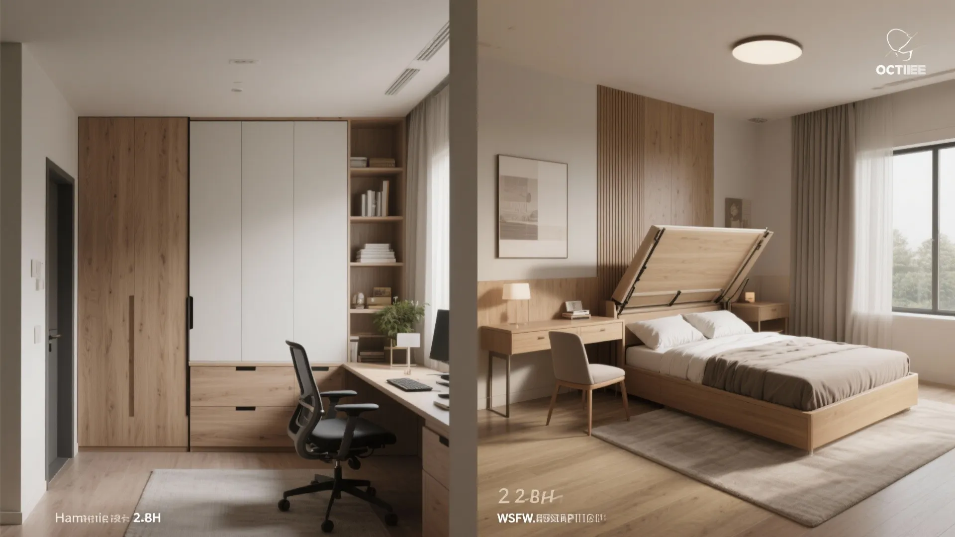 Multi-functional furniture for a flexible 2 BHK