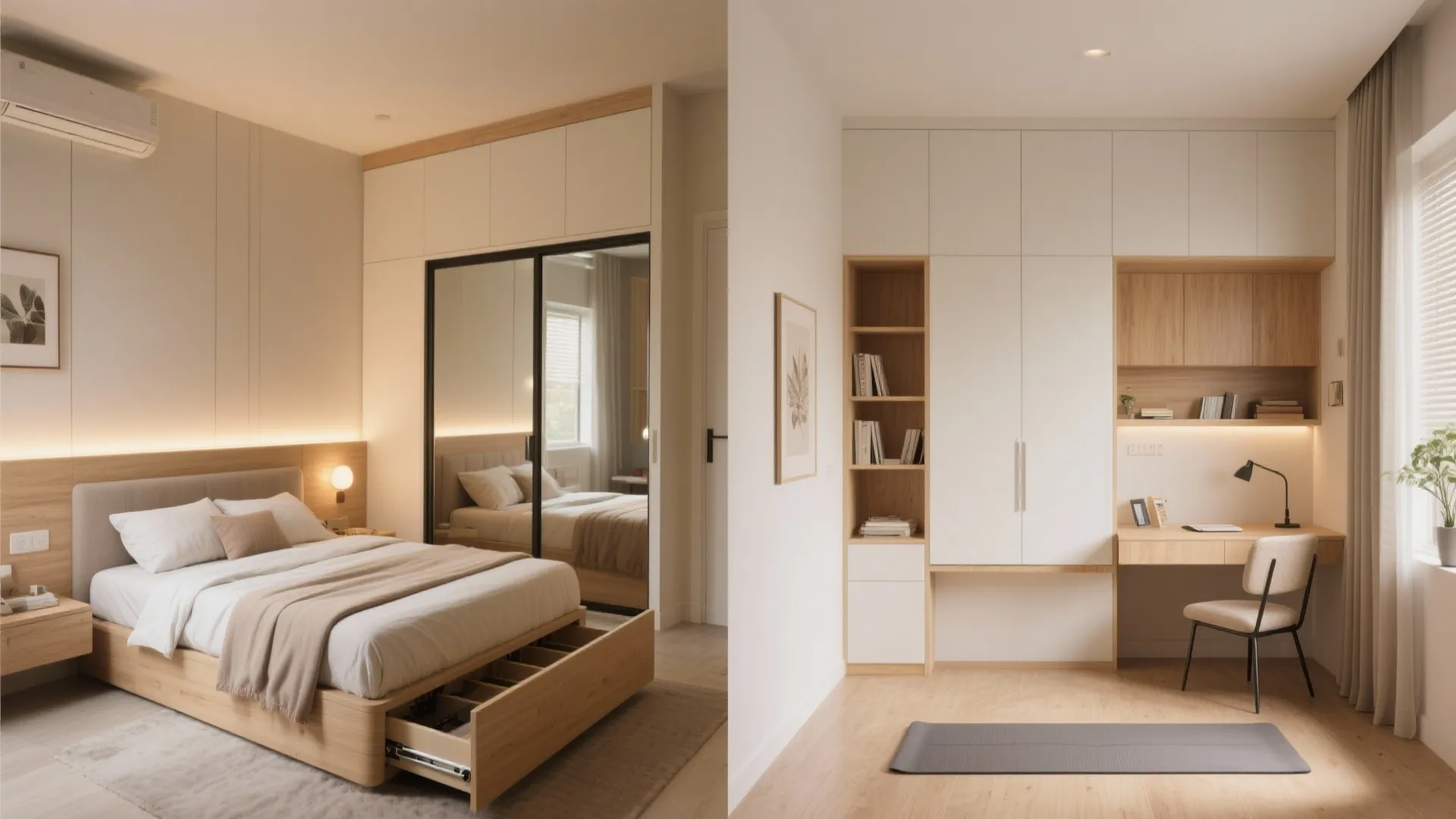 Bedroom That Transforms: Wall Bed and Modular Storage