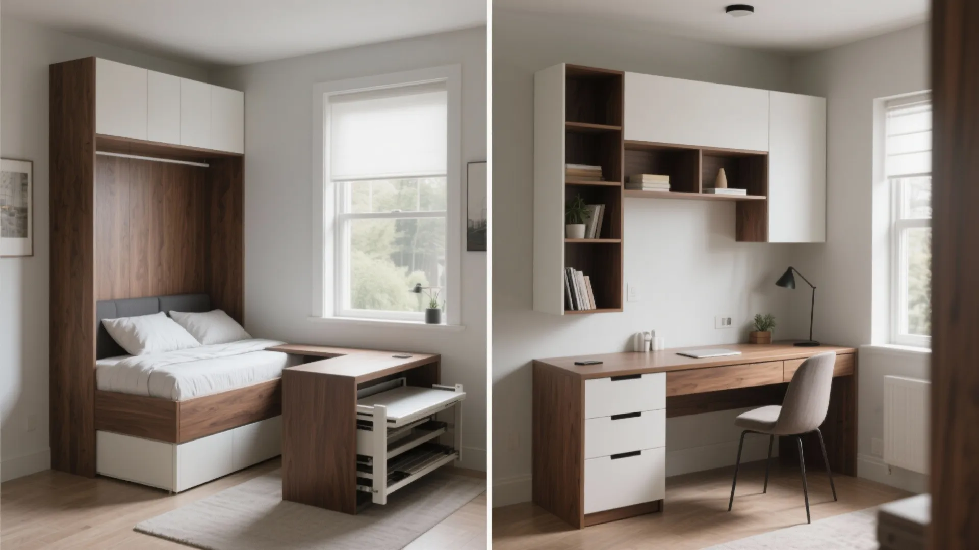 3. Convertible Wall Bed + Desk Combo