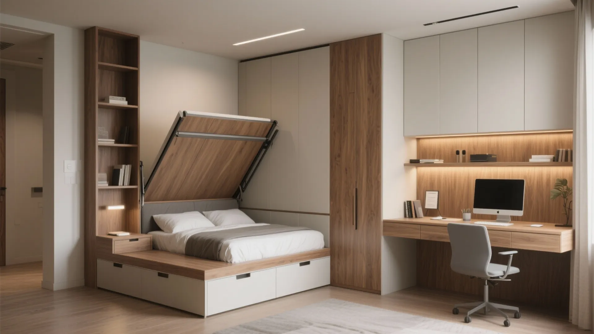 2. Dual-purpose furniture and built-ins