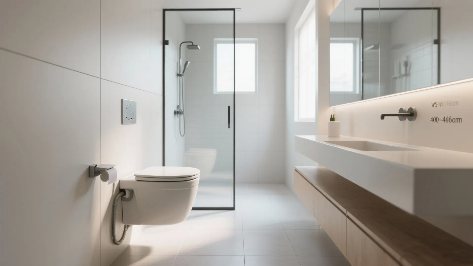 Wall-Hung Fixtures and Slim Vanities