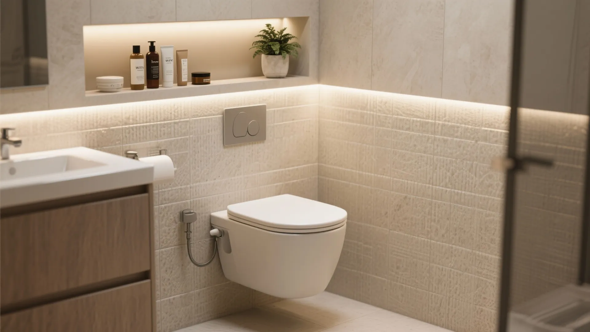 3. Wall-hung toilet and niche storage