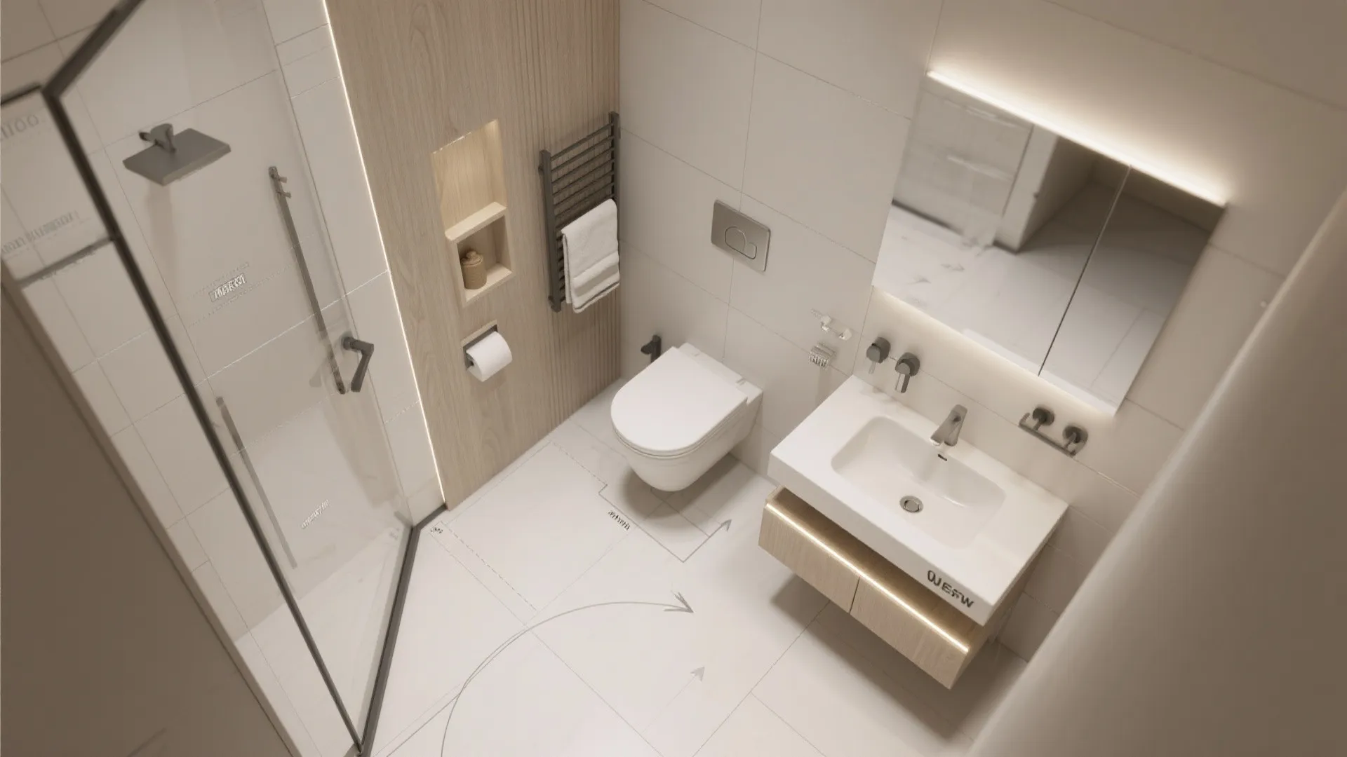 Wall-Mounted Fixtures and Floating Storage