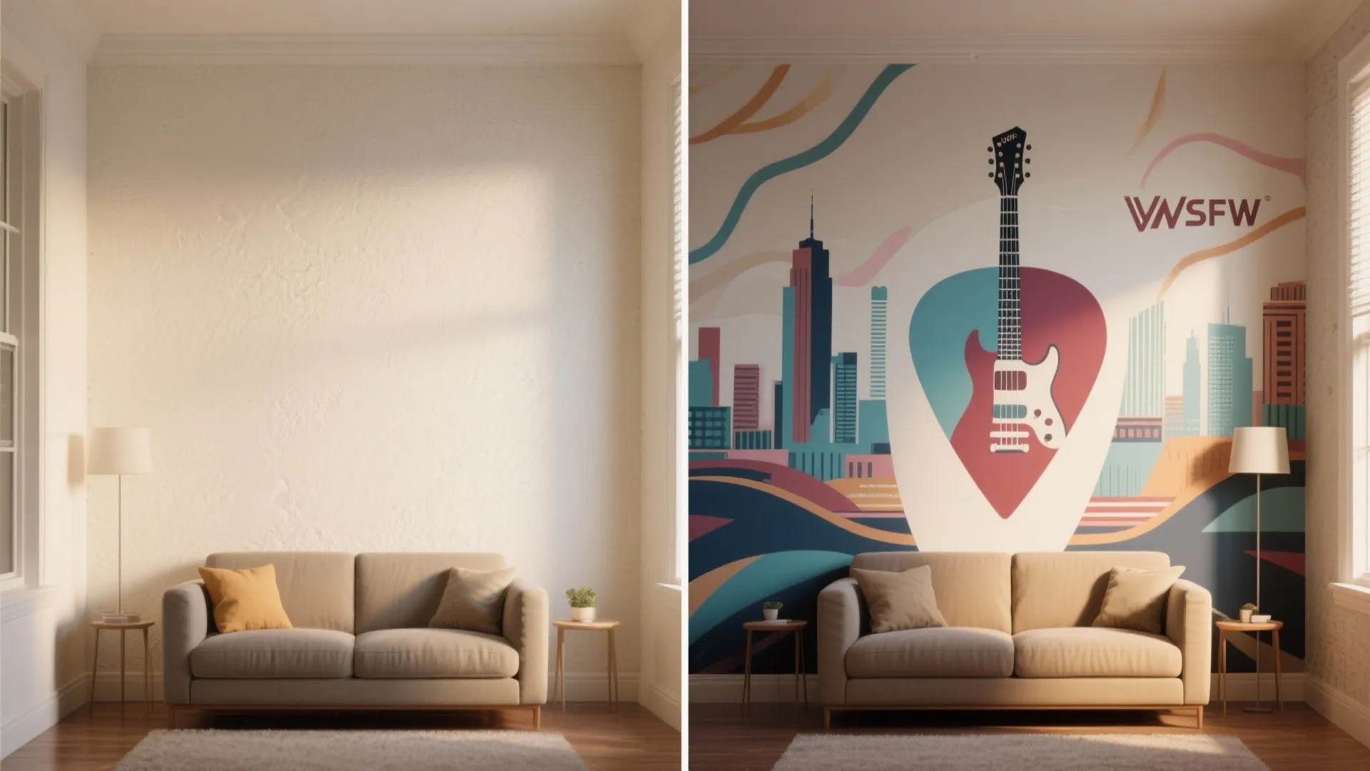 4) Removable Wallpaper with Nashville Motifs