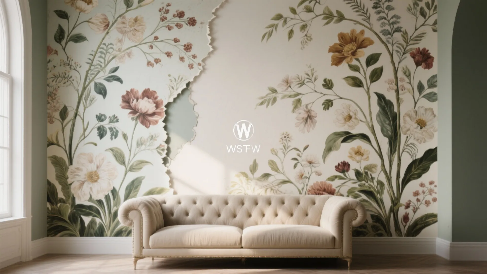 2. Botanical Wallpaper-Mural Hybrid