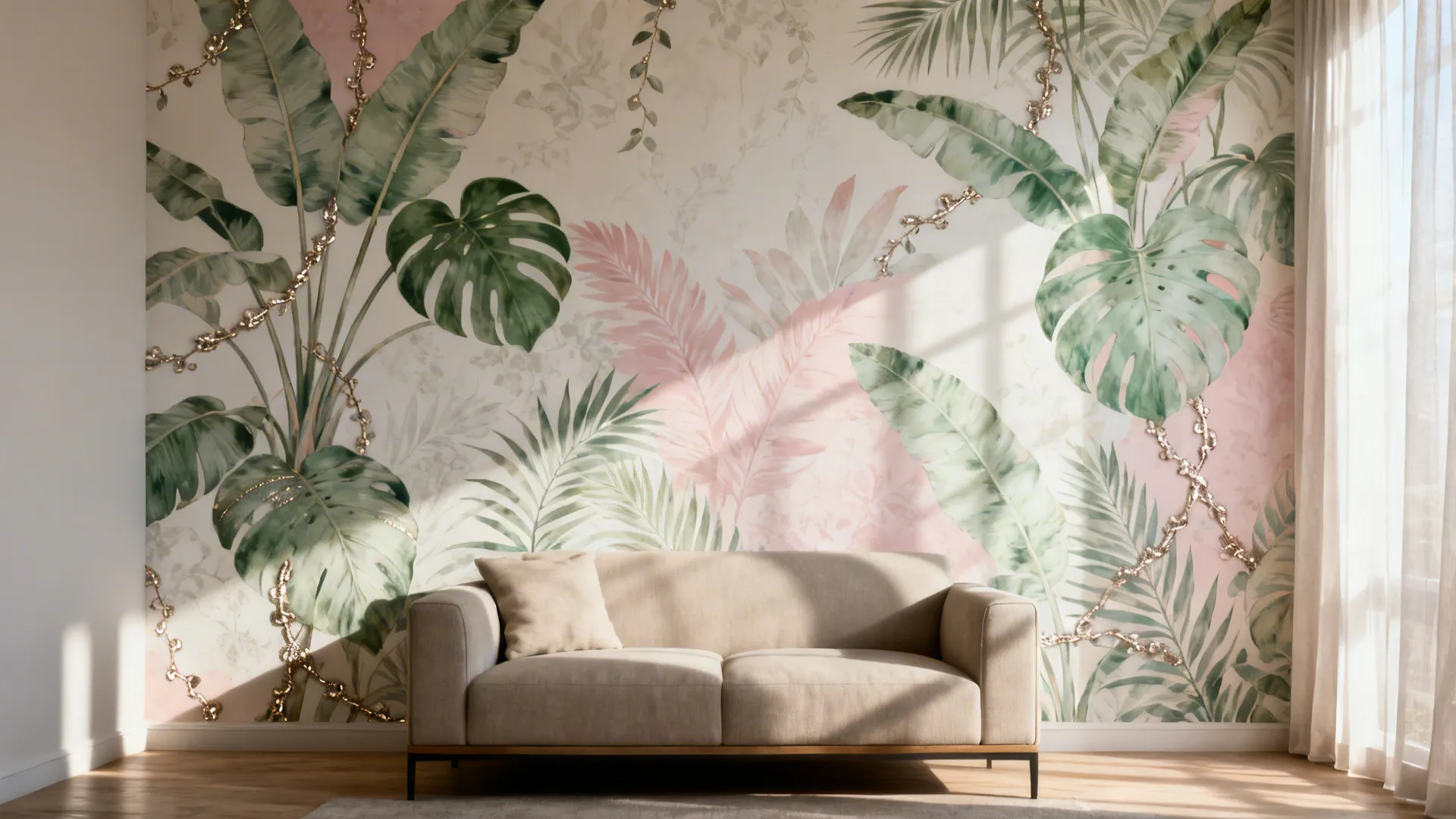 4. Wallpaper with large-scale pattern or mural