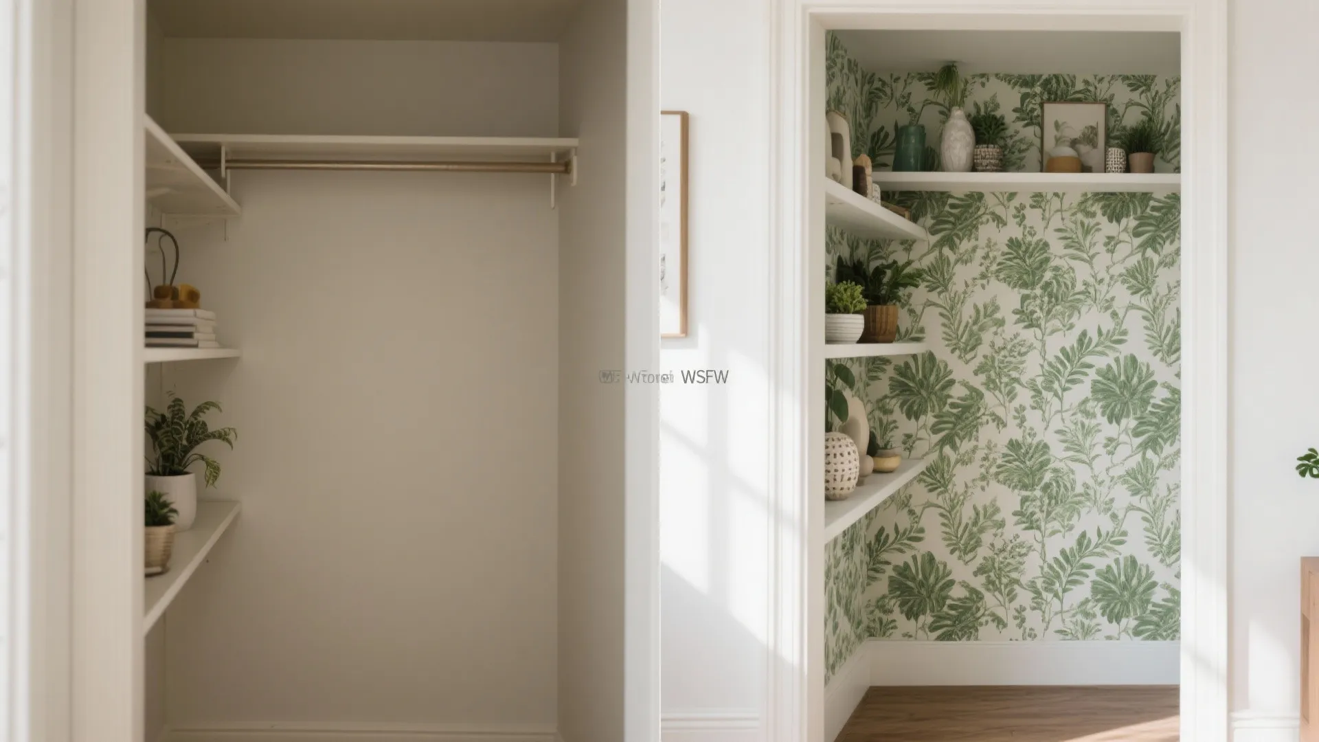 5. Patterned wallpaper in a closet niche