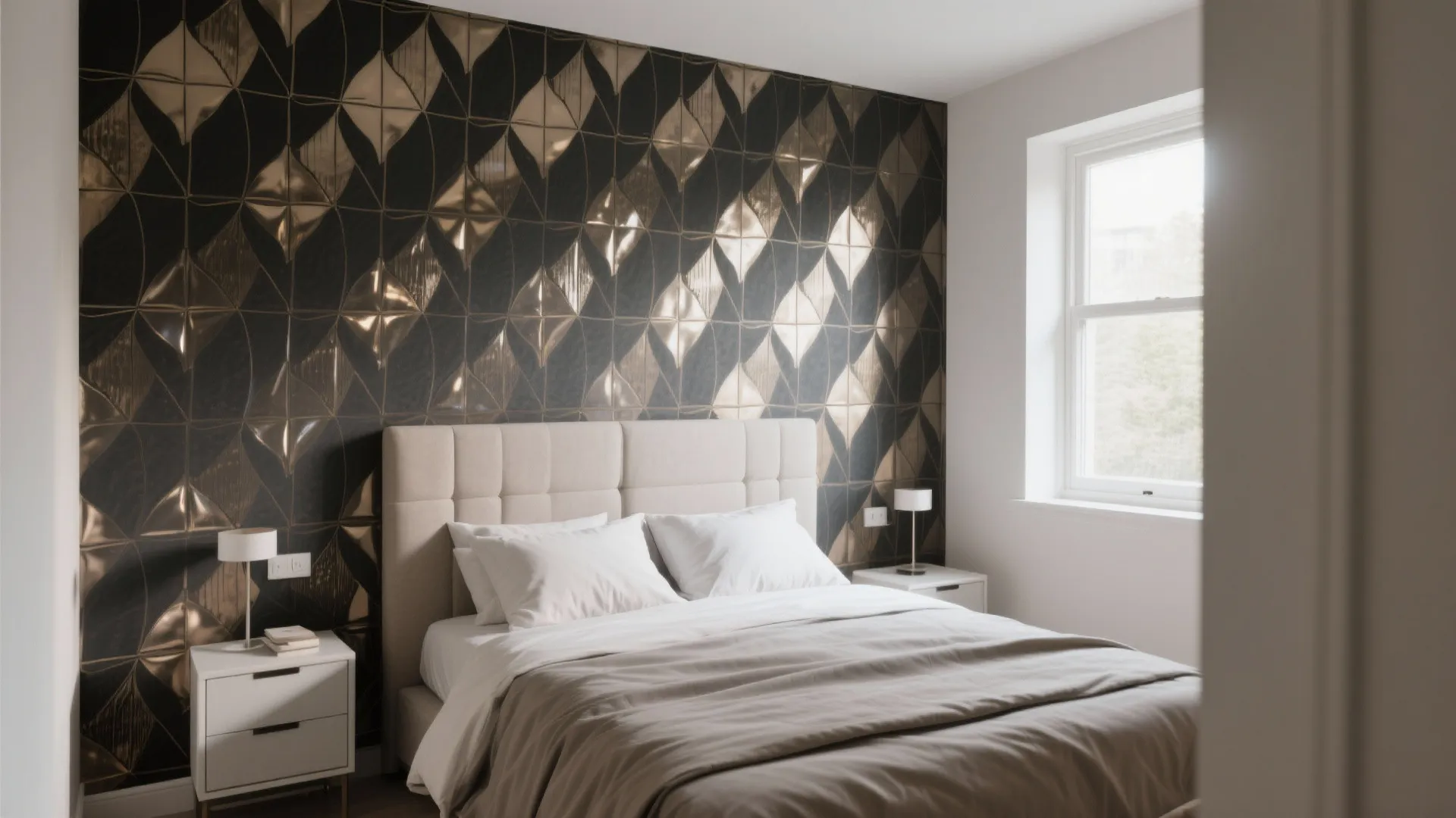 3. Floor-to-ceiling wallpaper panel