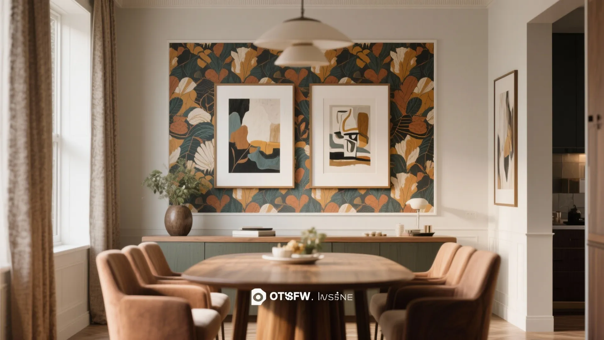 5. Bold Wallpaper Panel or Mural Behind Art