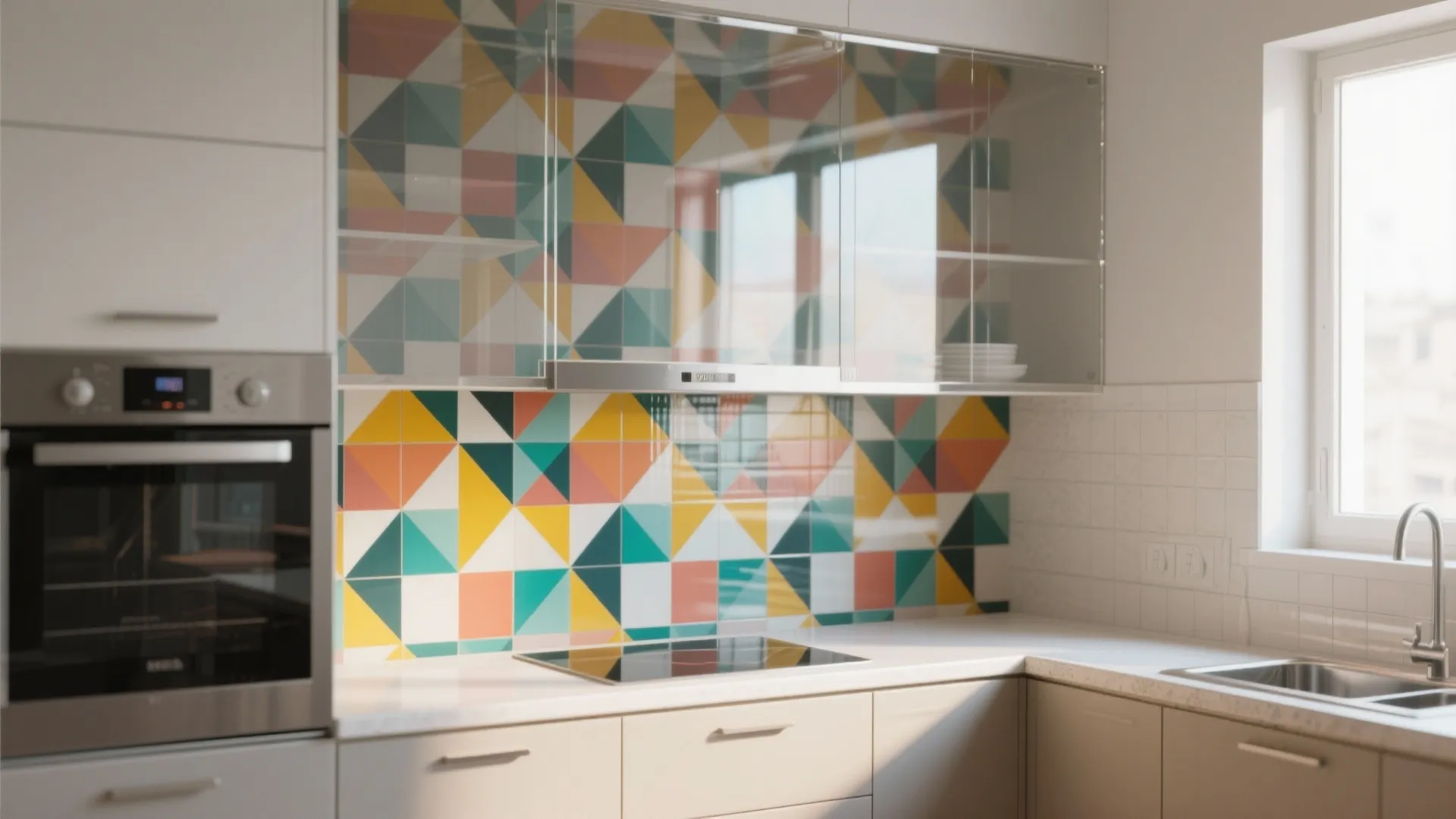 4. Patterned vinyl or wallpaper under glass