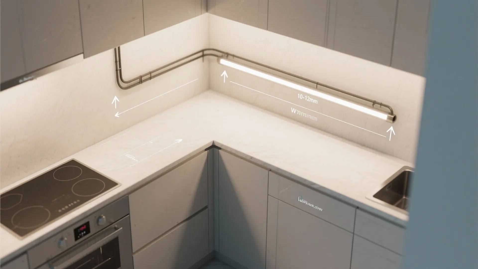 LED wall-wash to stretch narrow kitchens