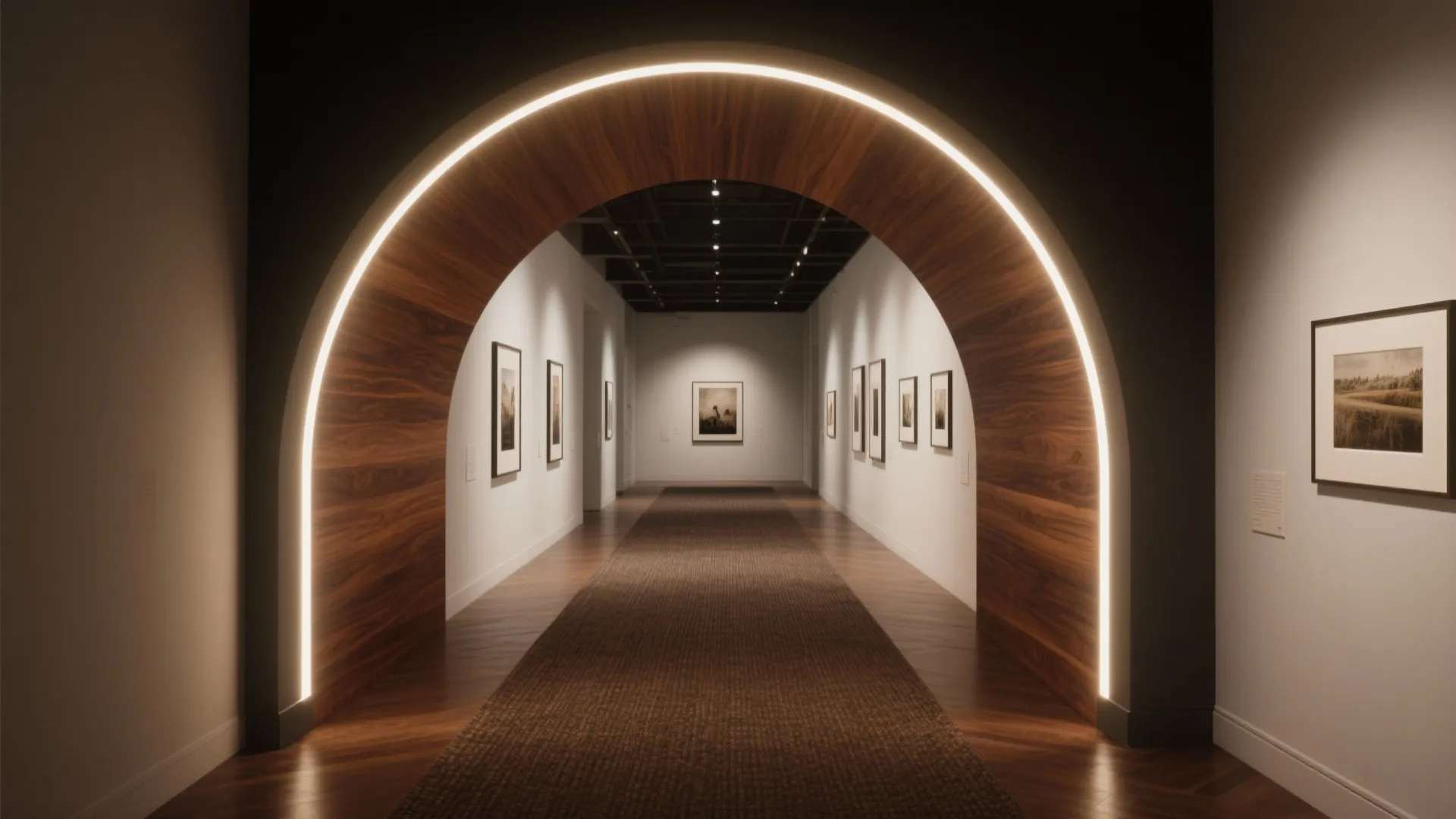 Statement Walnut Arch with Integrated Lighting