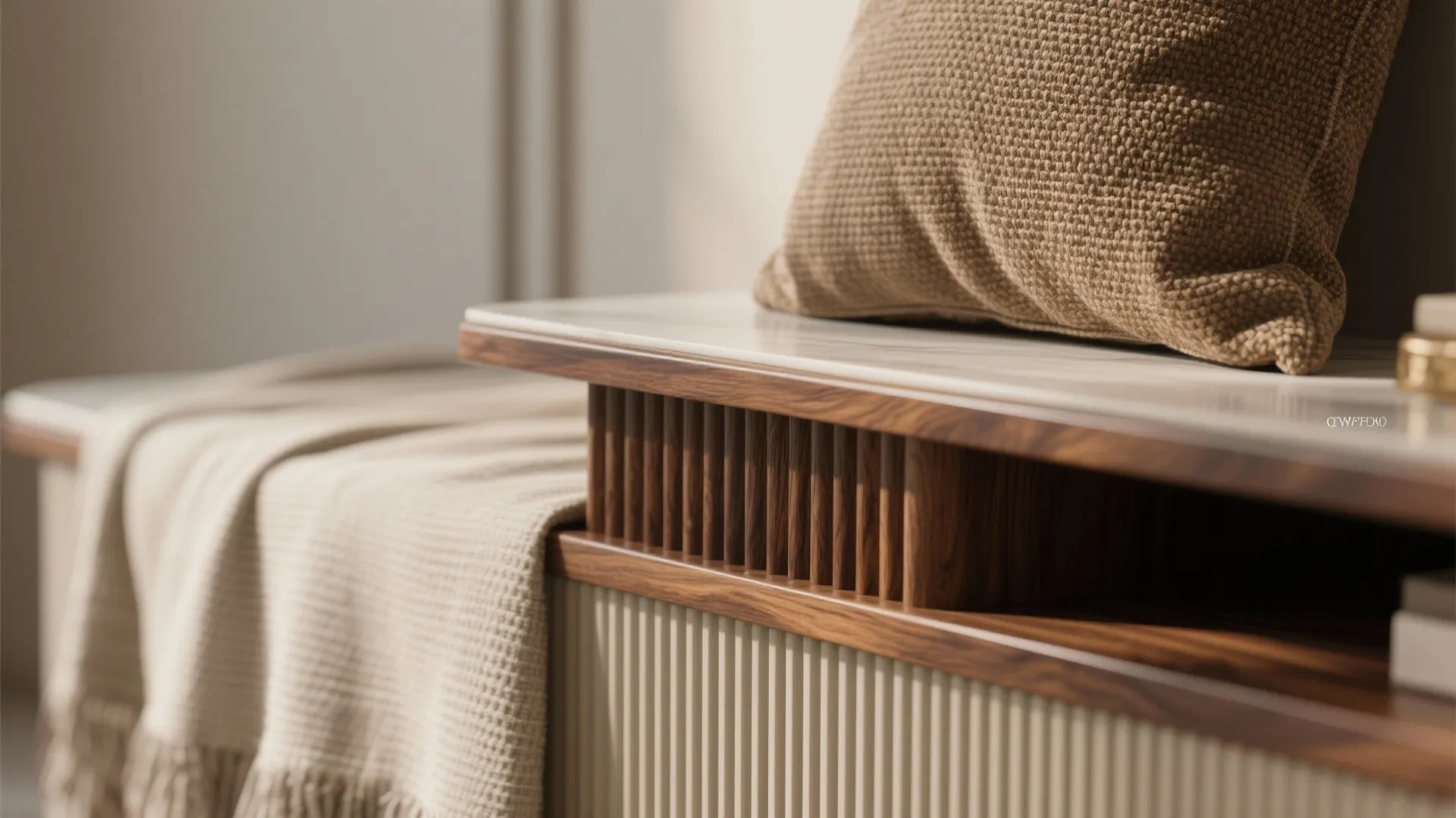 Warm wood accents and tactile layering