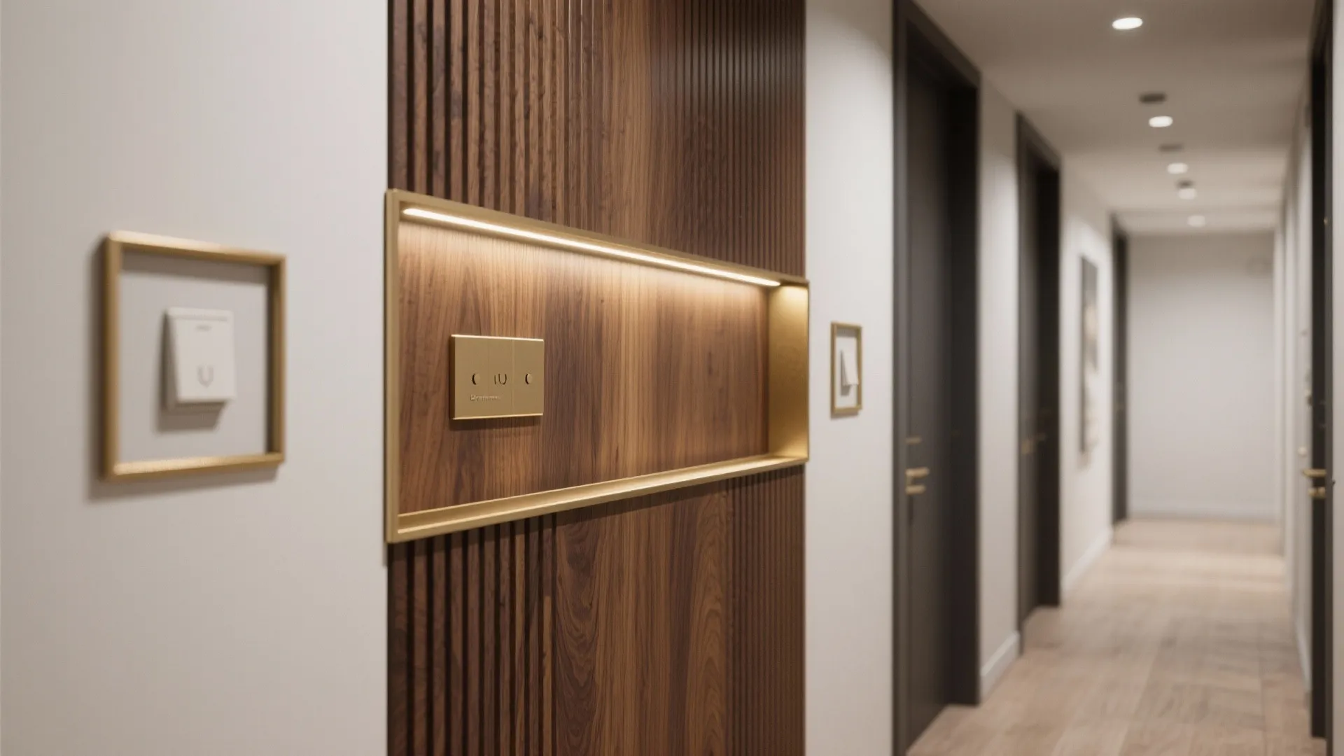 Mixed Material Feature Wall: Wood + Metal Details