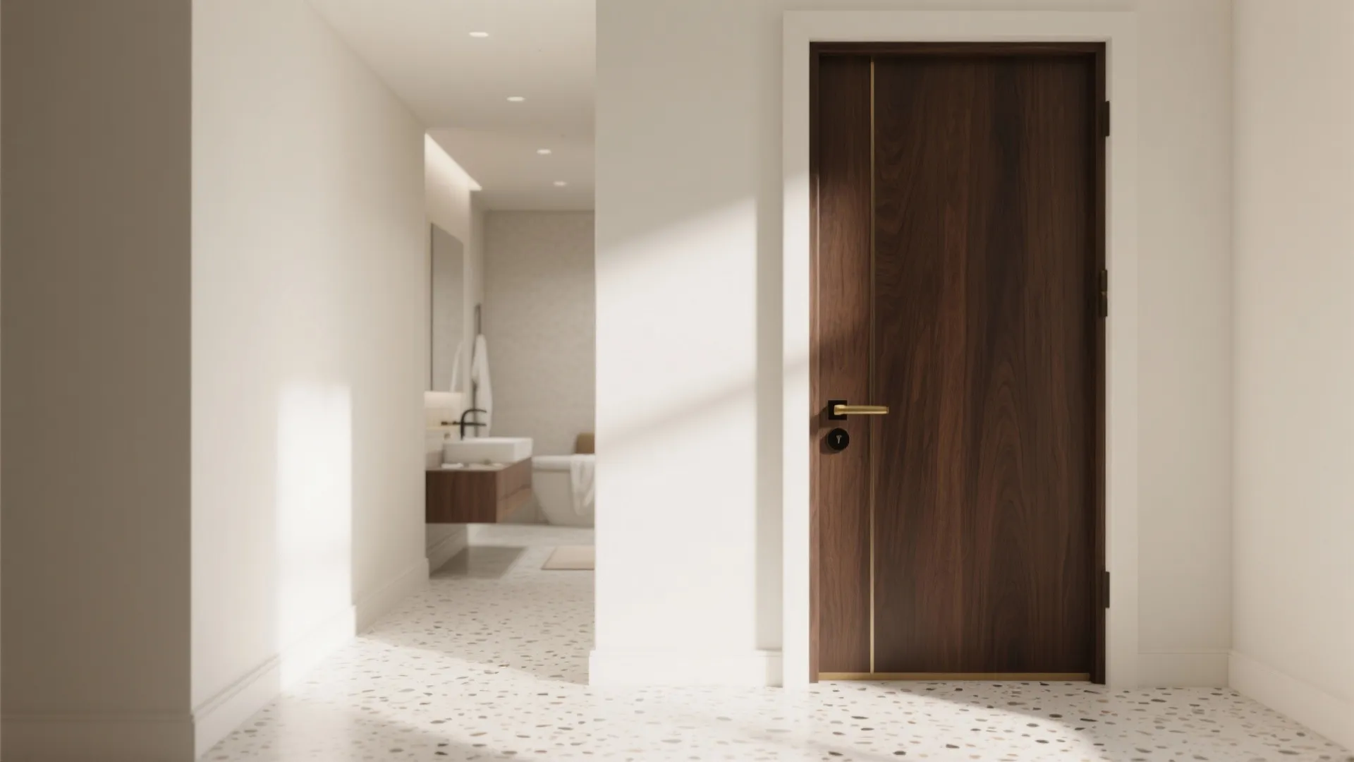 Deep Walnut Door for Contrast and Calm