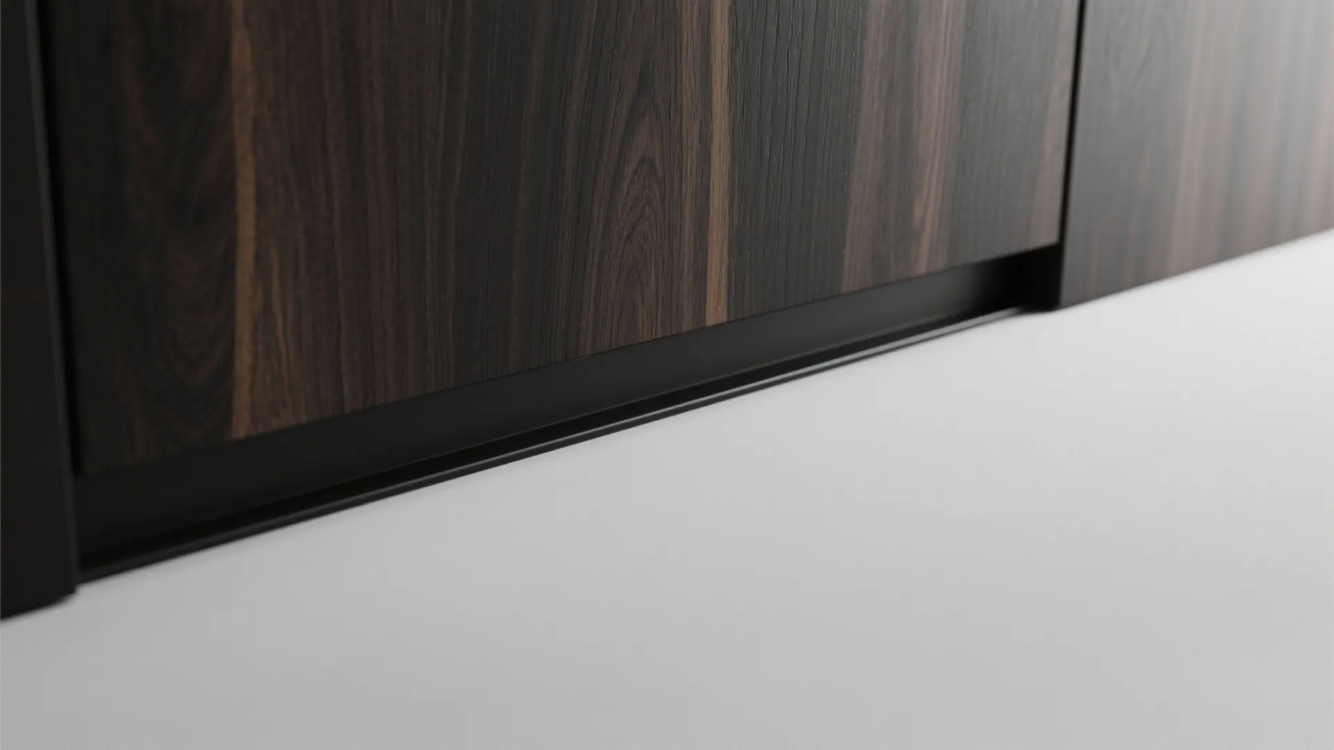 4. Modern Classic: Handleless Walnut Slabs