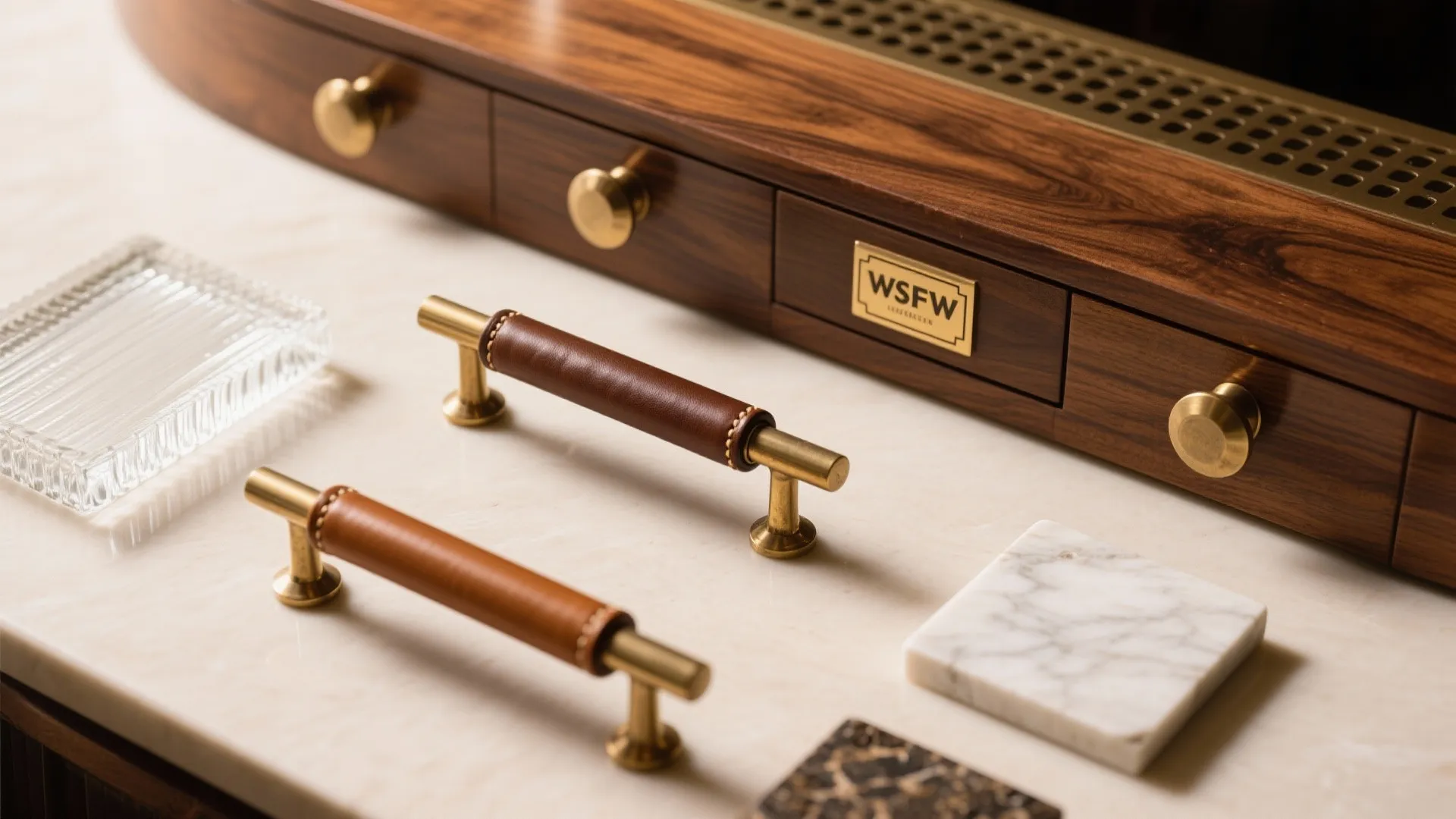 Tactile Luxury: Walnut, Brass, and Leather