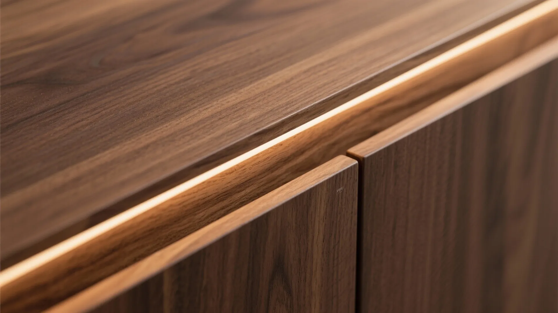 Textured Walnut Paneling With Integrated Lighting