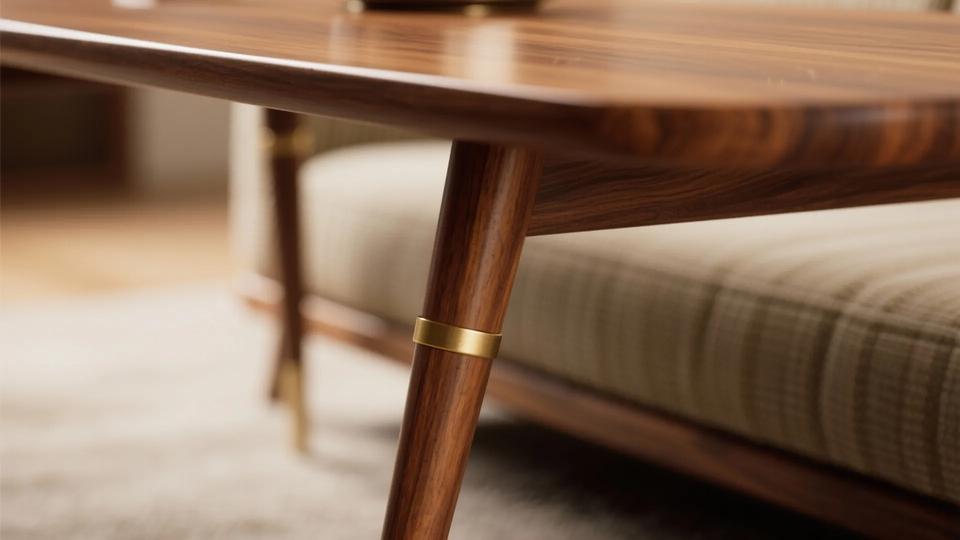 2. Embrace tapered legs and warm walnut tones