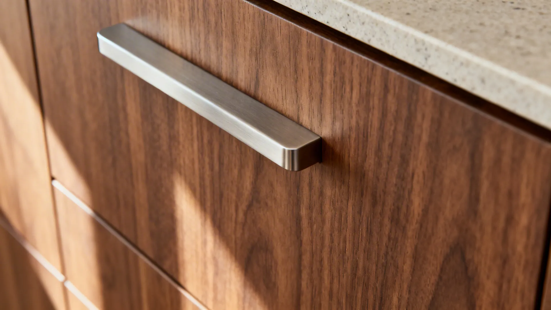 Warm-toned cabinetry with durable finishes