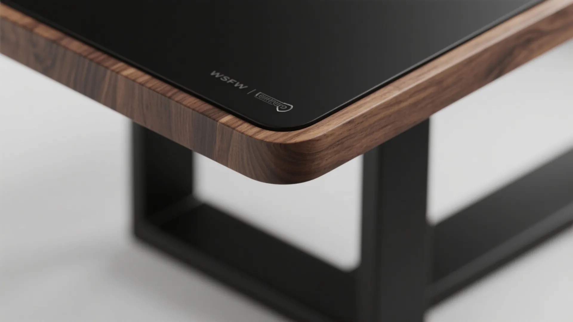 2. Mix materials: walnut top + metal base