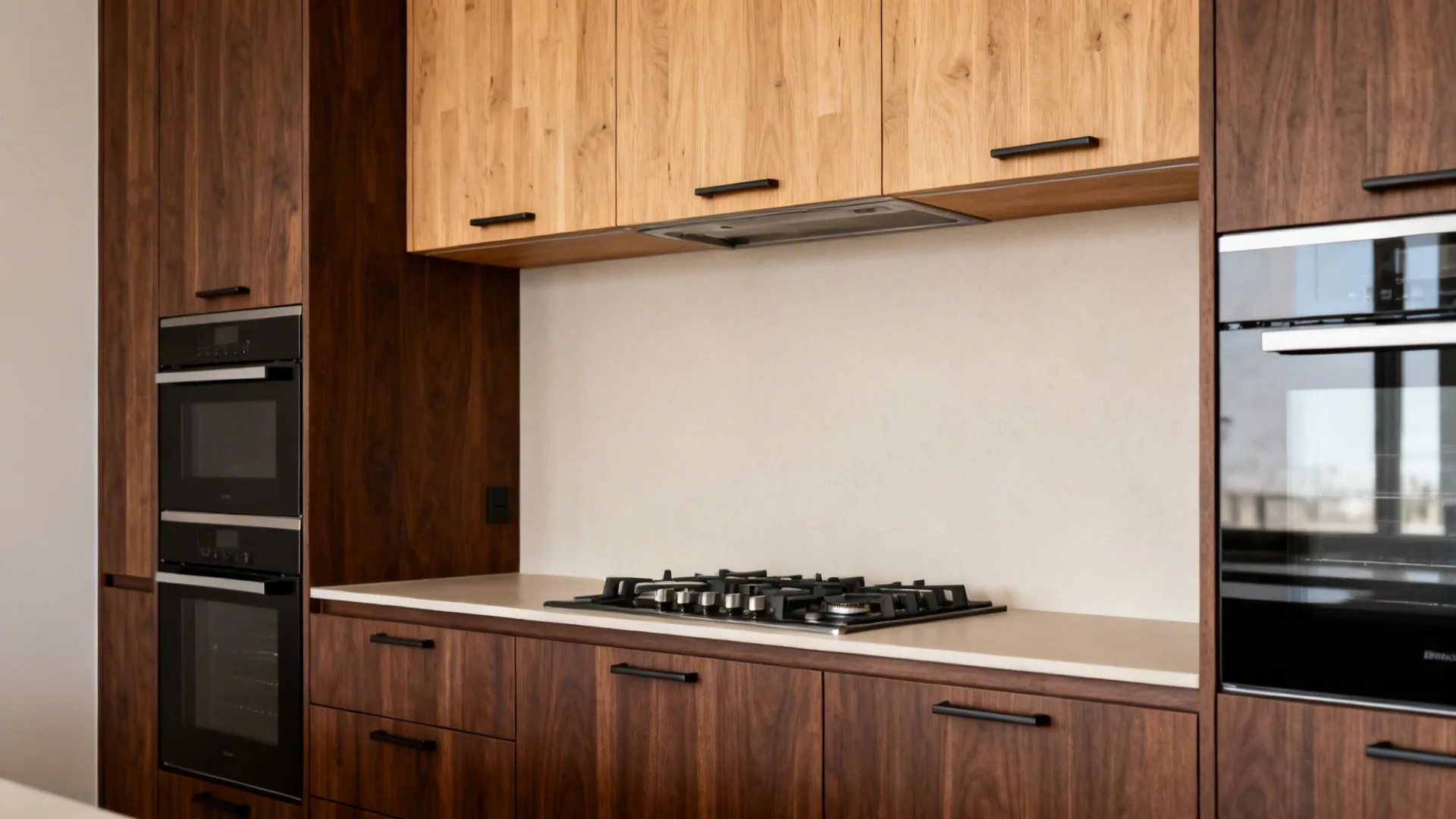 2) Walnut Base + Oak Uppers for Visual Lift