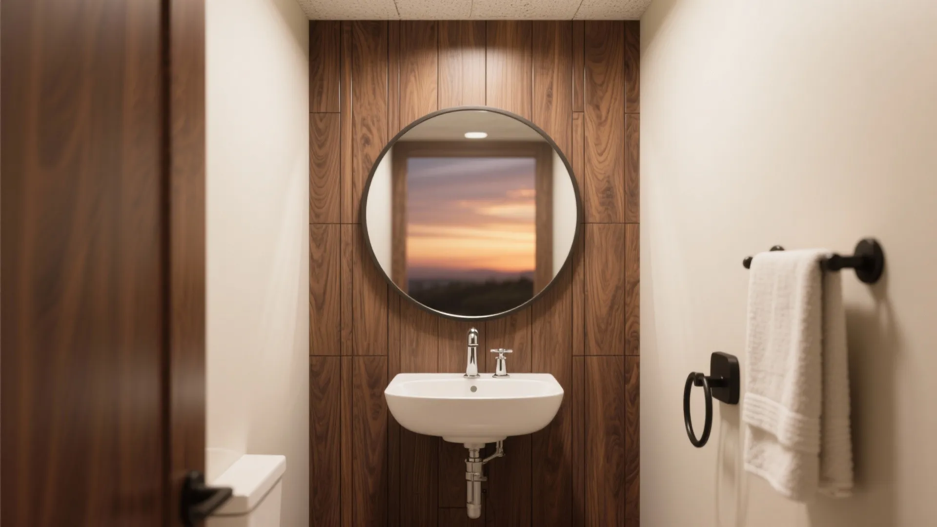 Warm Wood-Tone Accents (Faux Panels)