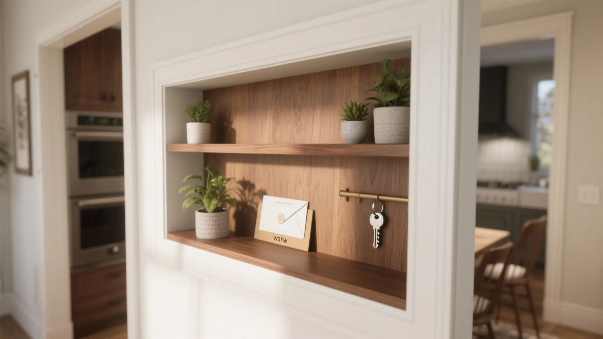 5. Frame the opening with millwork or a shallow shelf