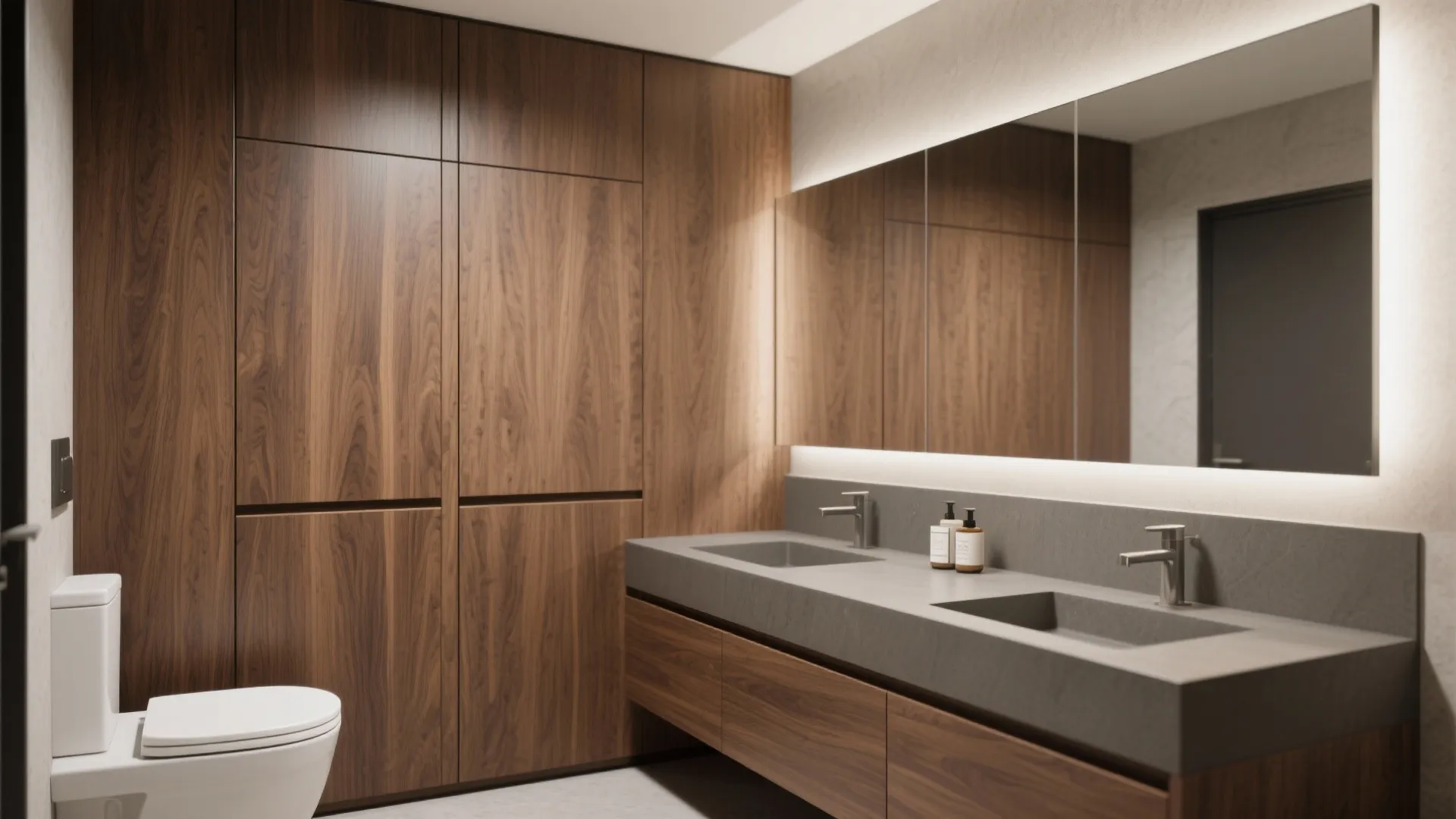 2. Frameless slab doors with integrated grooves