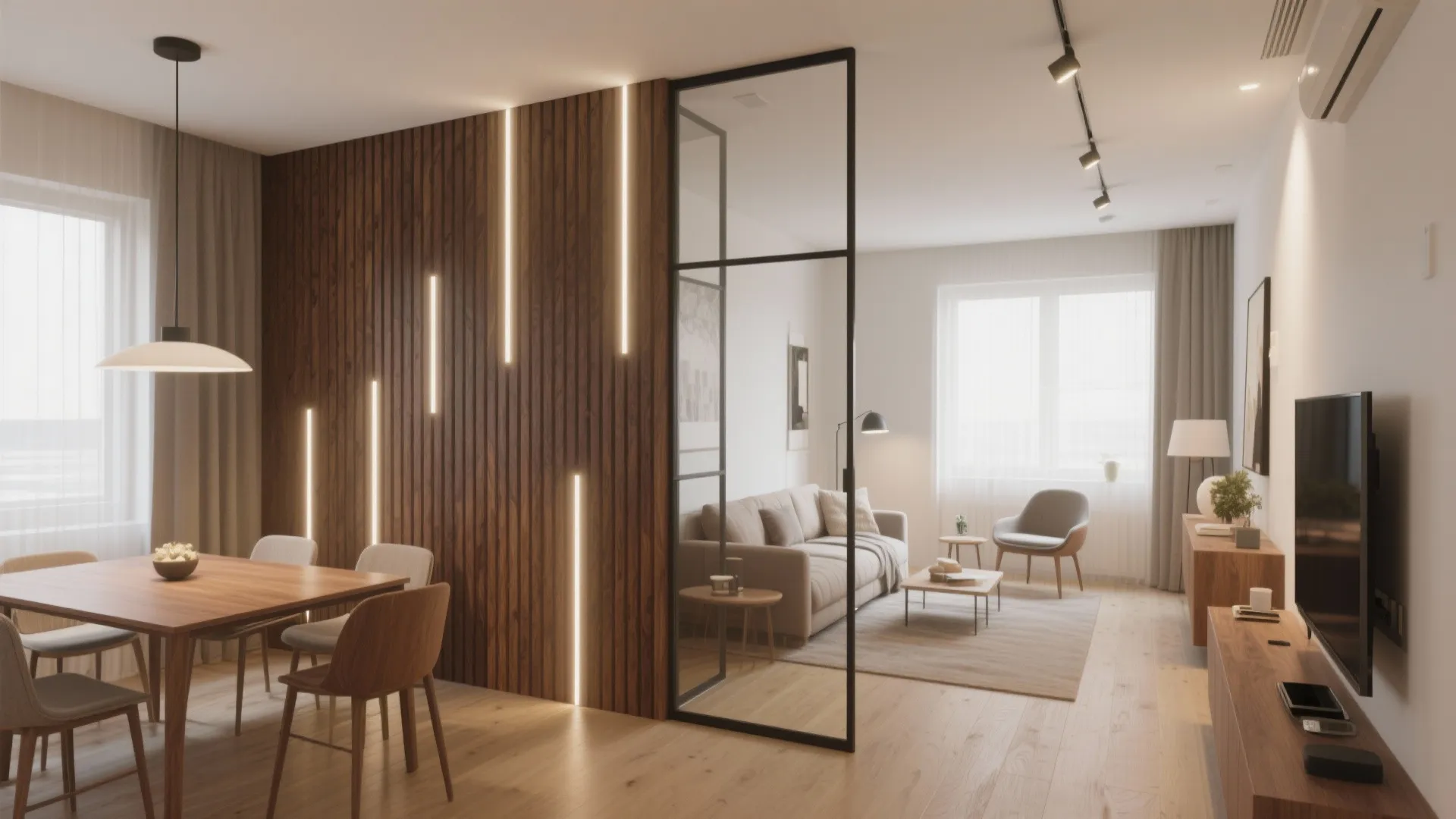 2. Floor-to-Ceiling Slat Partition