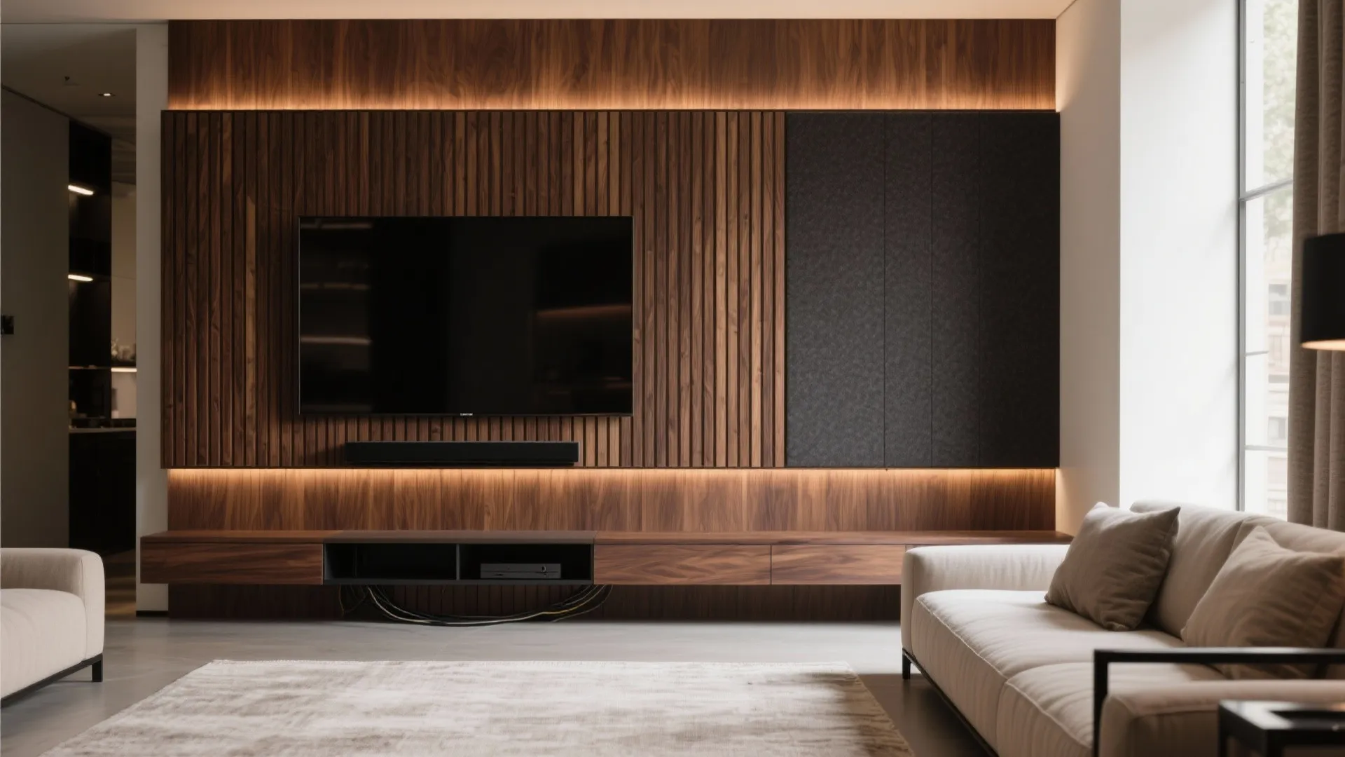 Walnut Slat Feature Wall