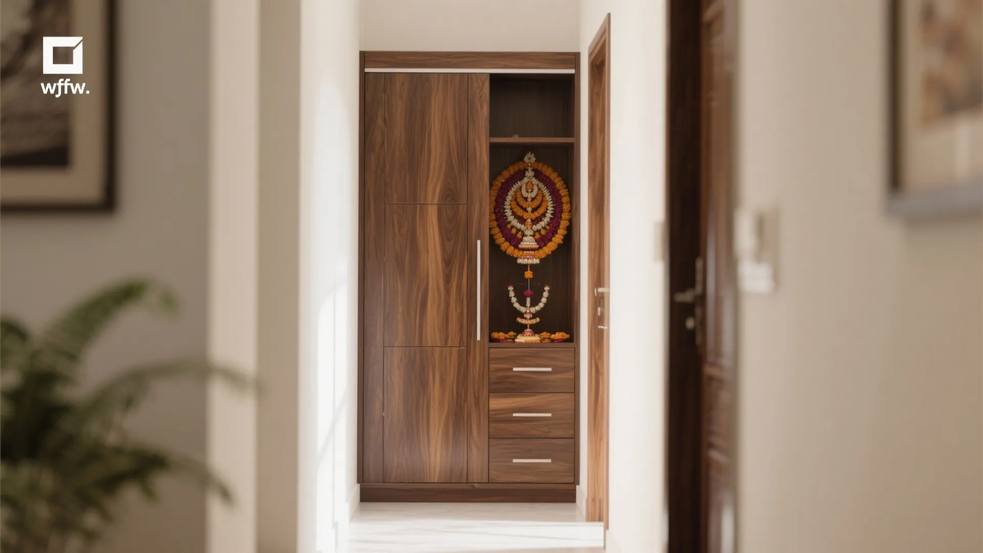 Compact Wooden Cabinets with Sliding Doors