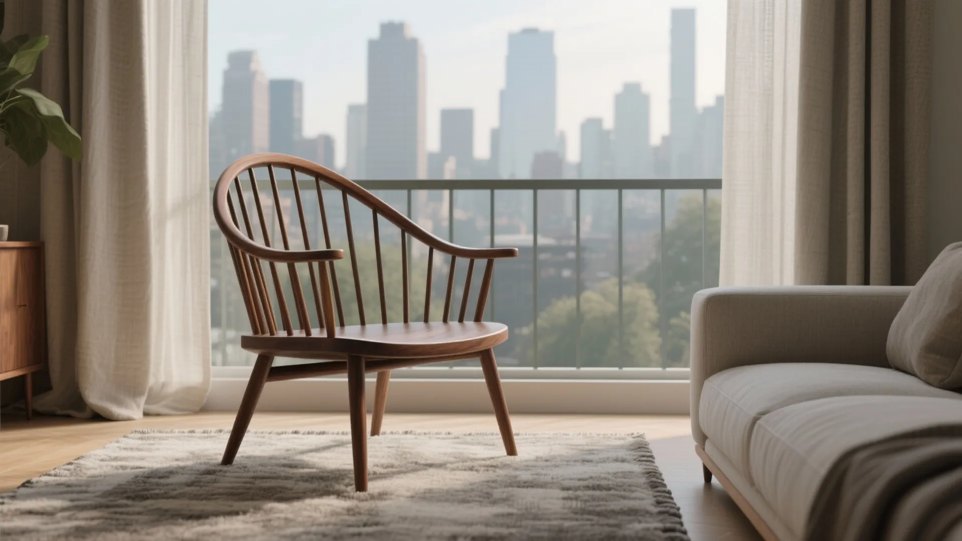Curved Spindle Chair in Walnut