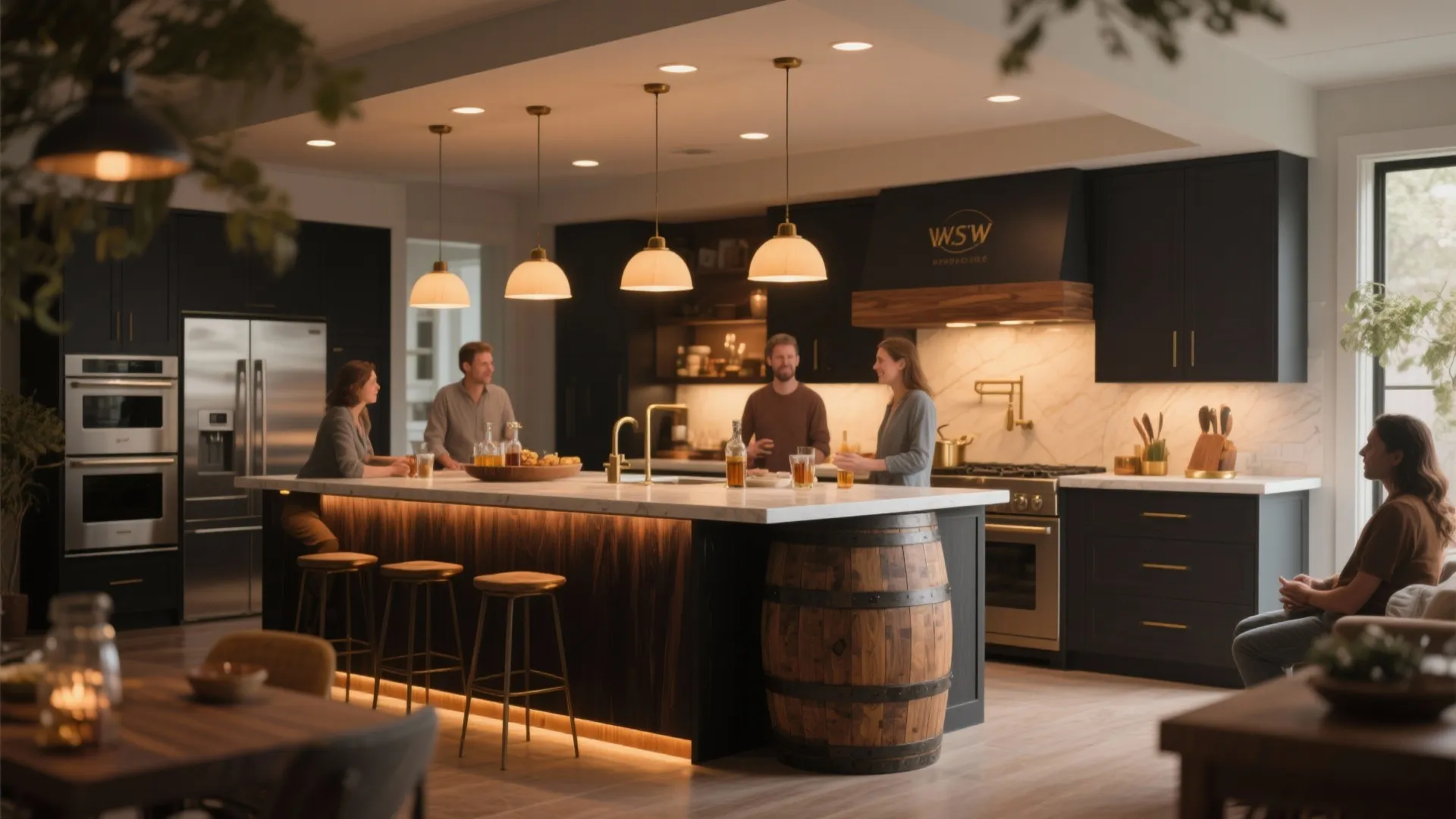 5. Statement Island: Walnut Faced with Mixed Lighting