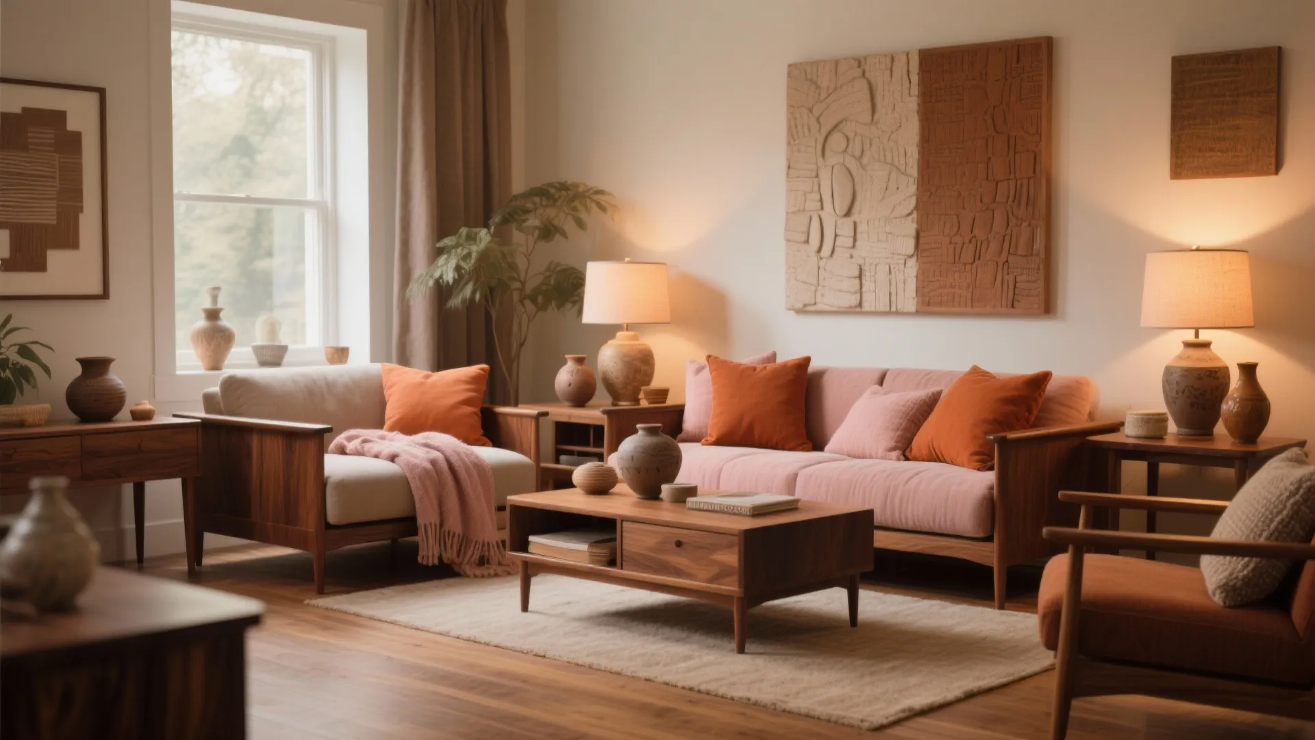 Walnut + Terracotta & Blush: Warm, Inviting Mix