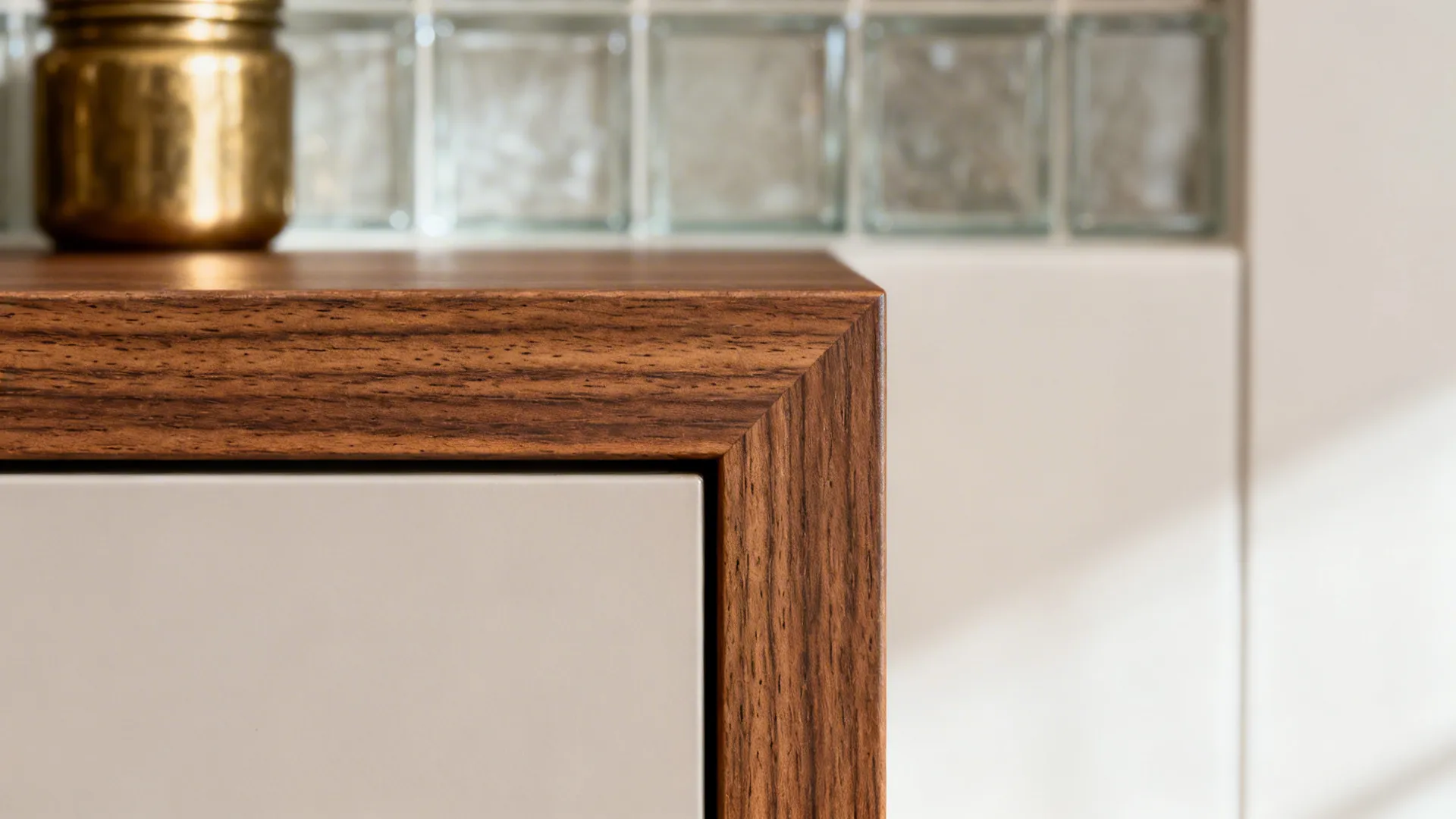 Warm wood accents without visual bulk